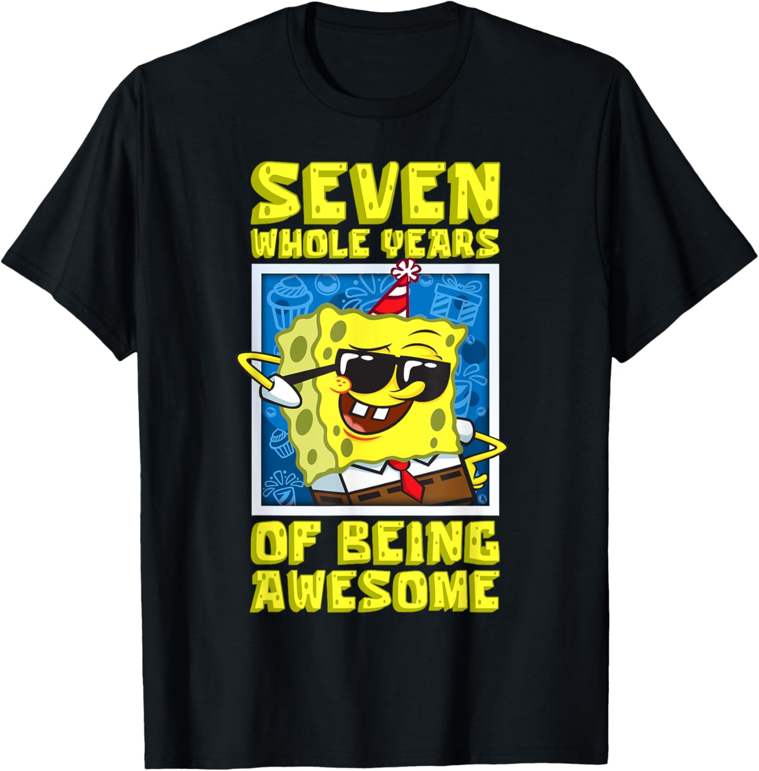 Mademark SpongeBob Seven Years of Awesome 7th Birthday Gift T-Shirt - 2