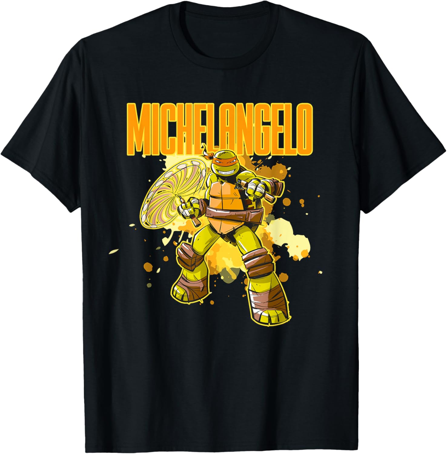 Mademark Teenage Mutant Ninja Turtles Michelangelo Orange Splatter T-Shirt - 2