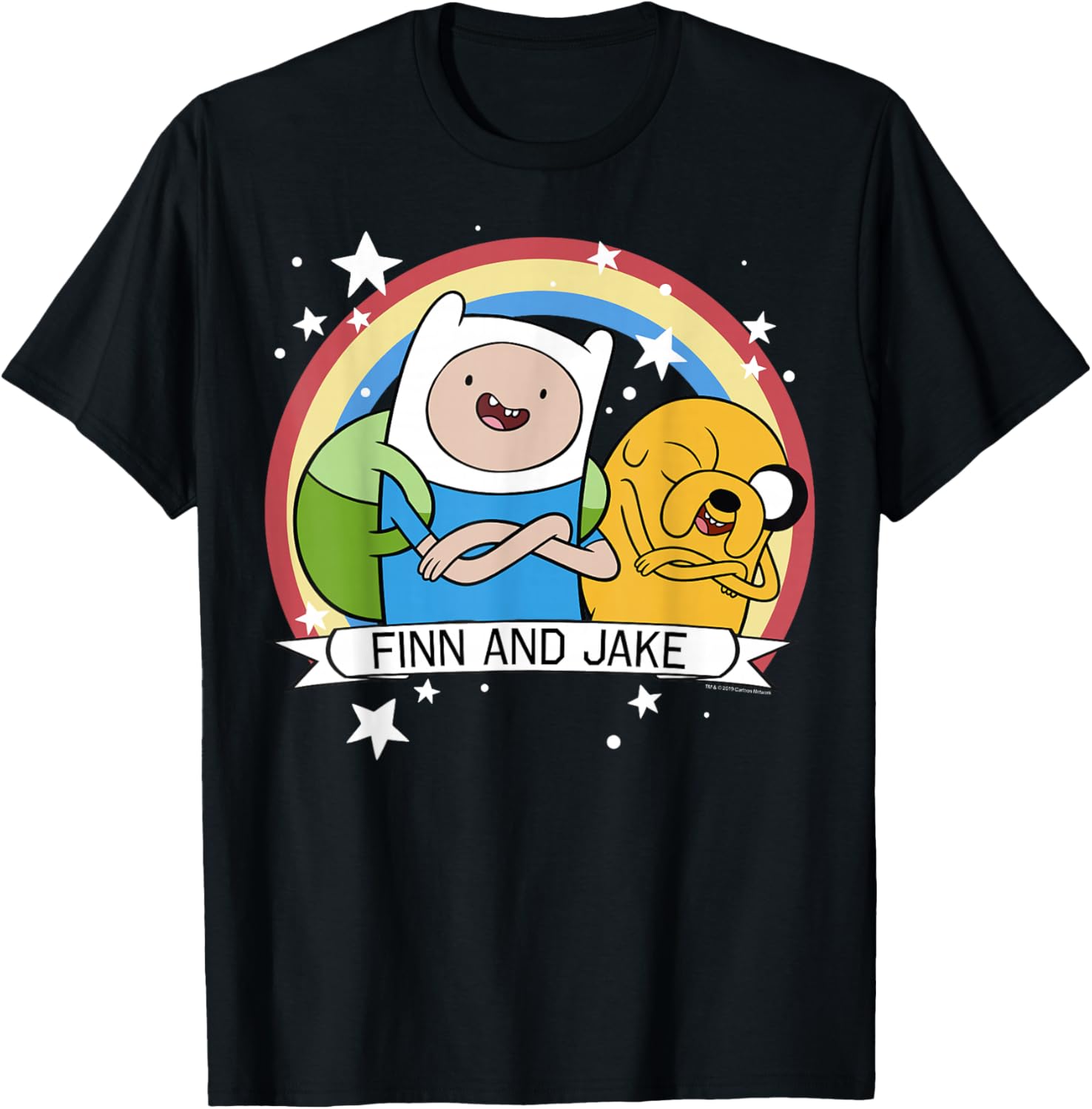 Adventure Time Finn and Jake Rainbow Stars T-Shirt for Fans - 3