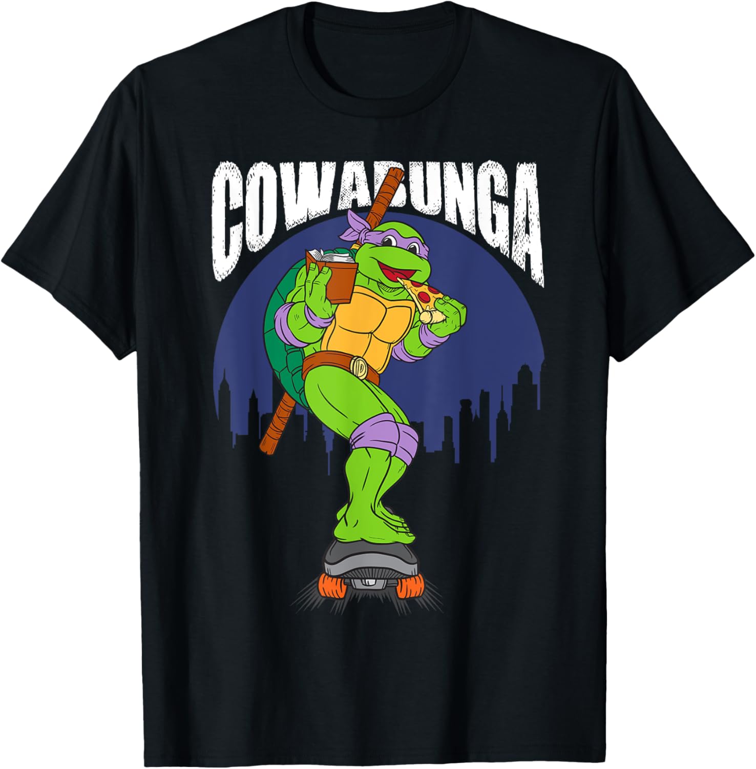 Cowabunga Donatello on Skates Pizza T-Shirt for TMNT Fans - 5