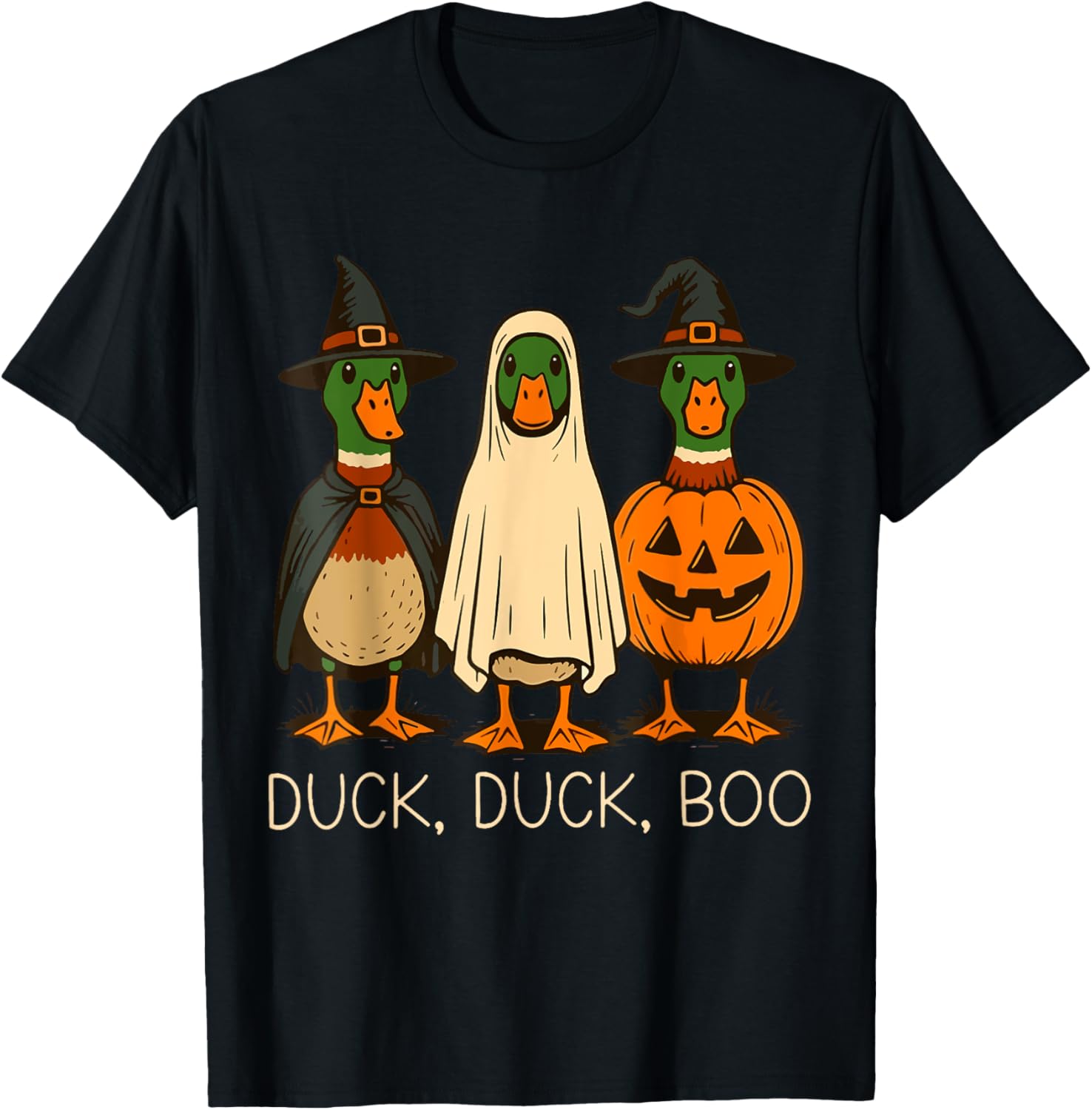 Cute Duck Duck Boo Halloween Pumpkin T-Shirt for Fall Fun - 8