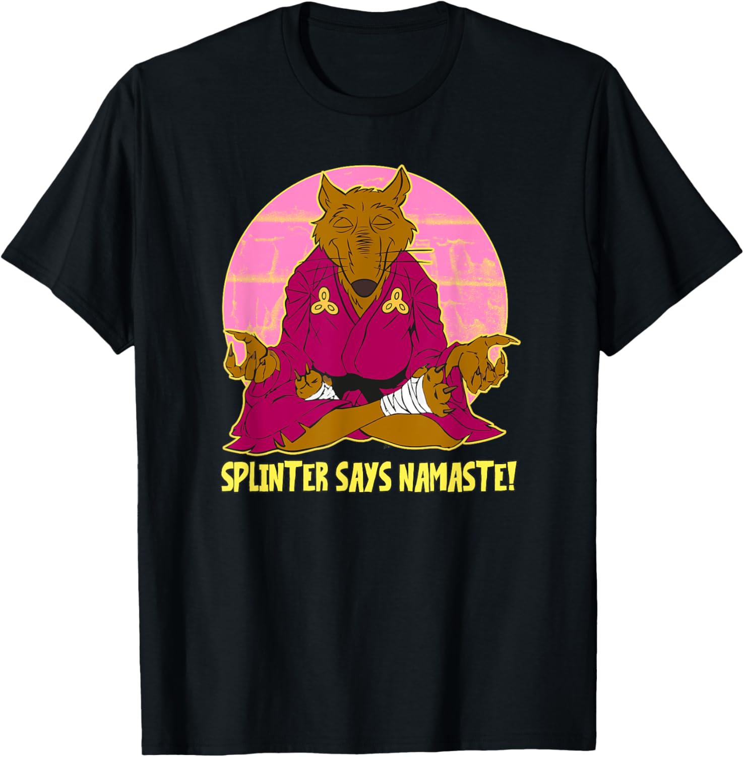 Mademark Teenage Mutant Ninja Turtles Splinter Says Namaste T-Shirt - 1