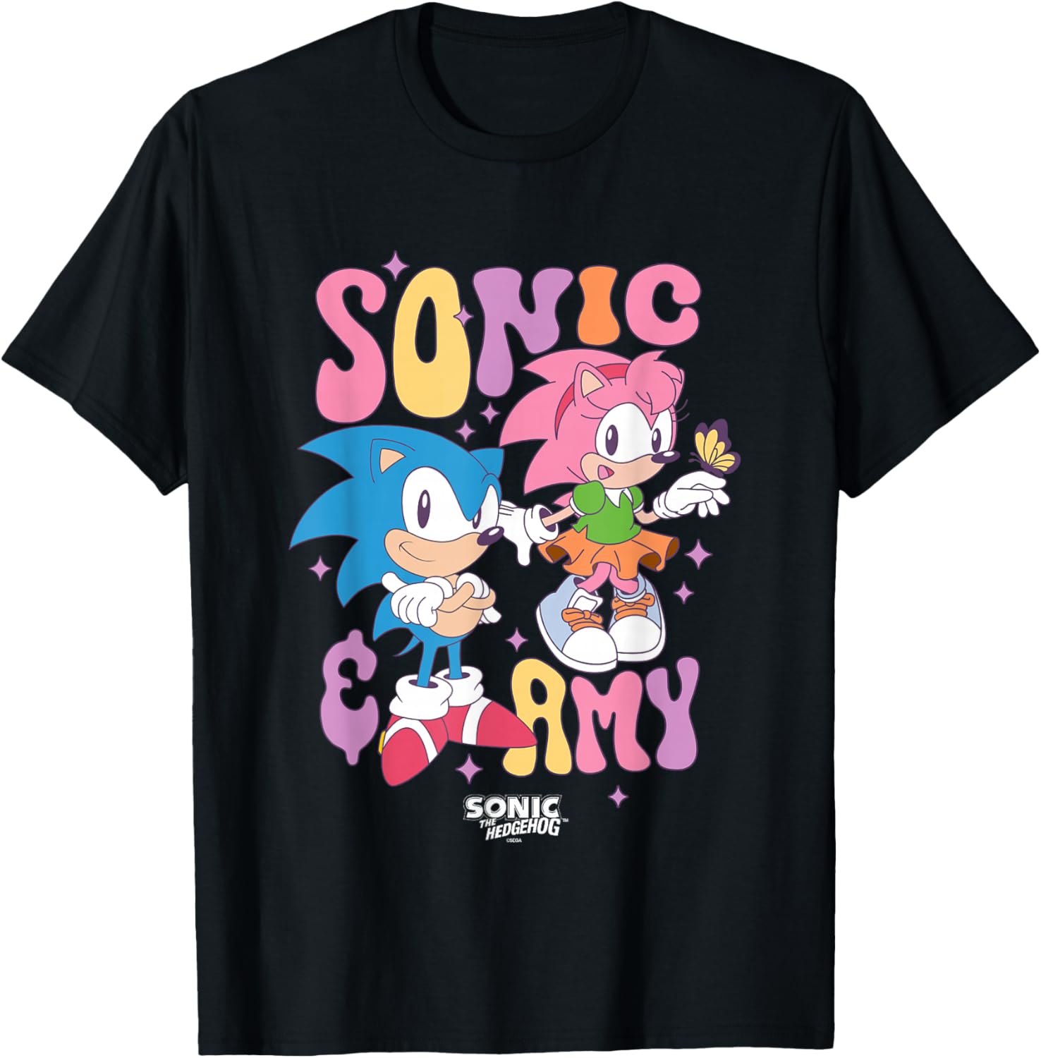 Cute Vintage Sonic & Amy T-Shirt for Fans of Sonic The Hedgehog - 8