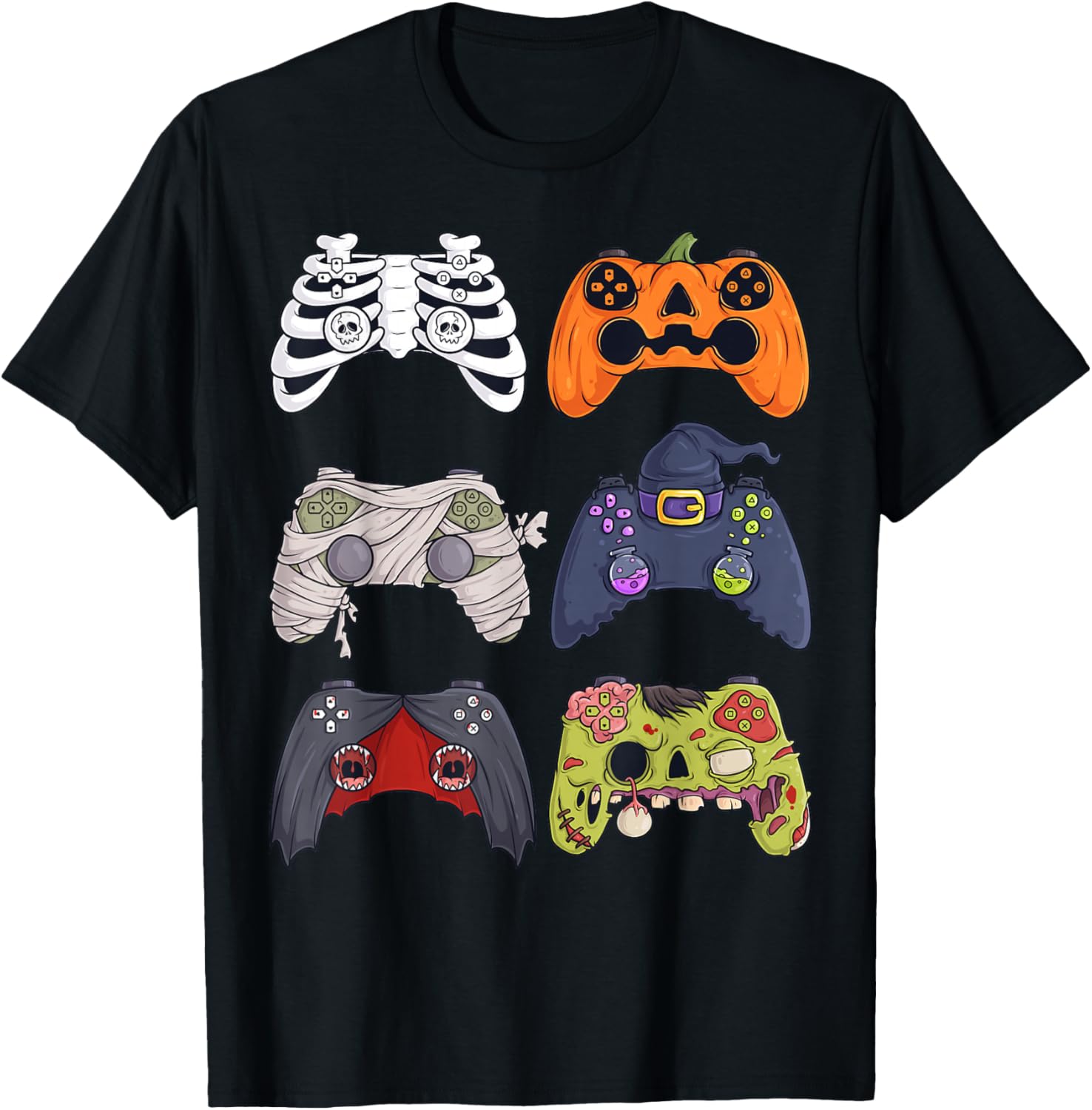 Halloween Skeleton Zombie Gaming Controllers T-Shirt for Kids - 1