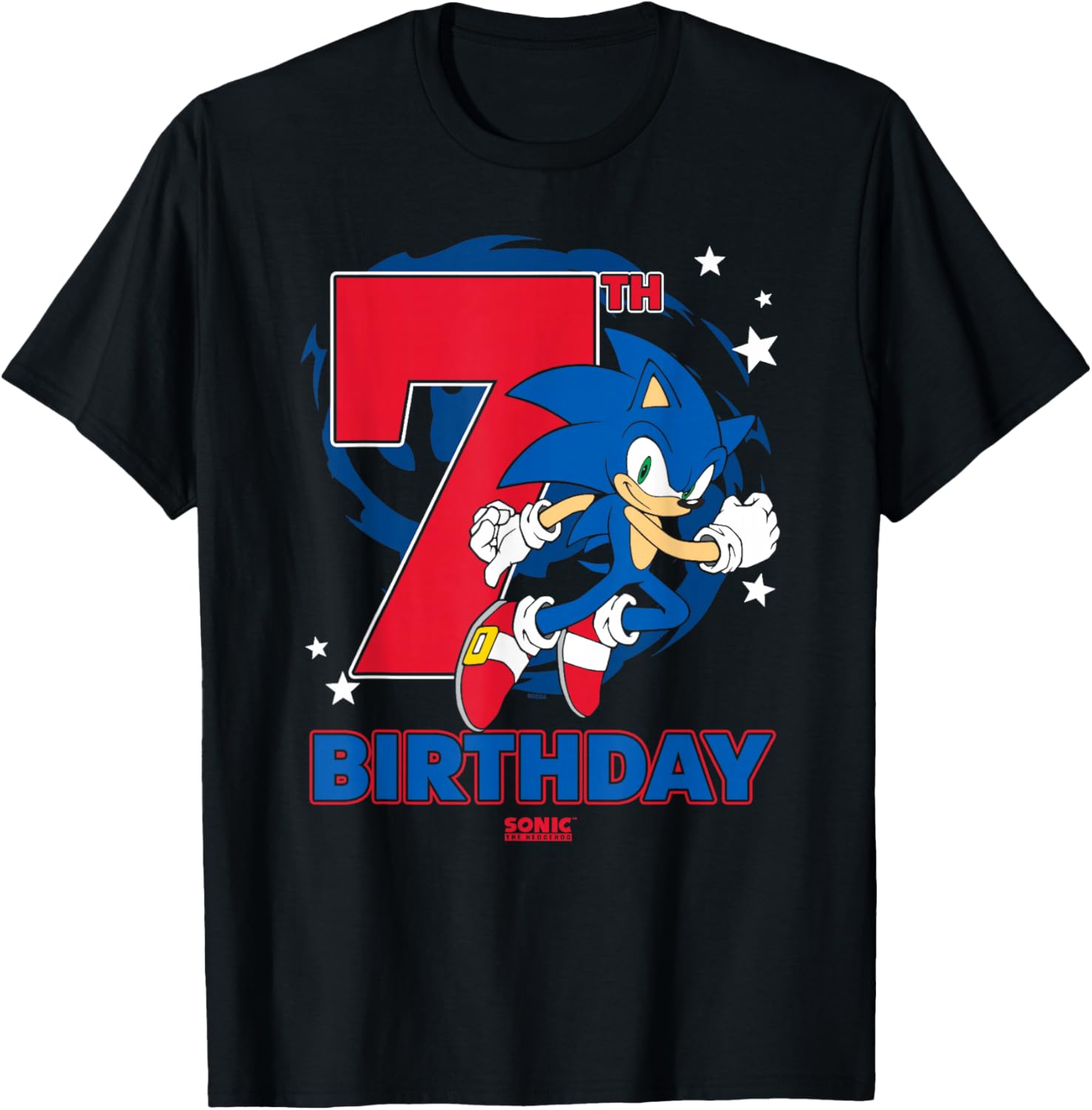 Epic Sonic the Hedgehog 7th Birthday Big Chest Logo T-Shirt for Kids - 1