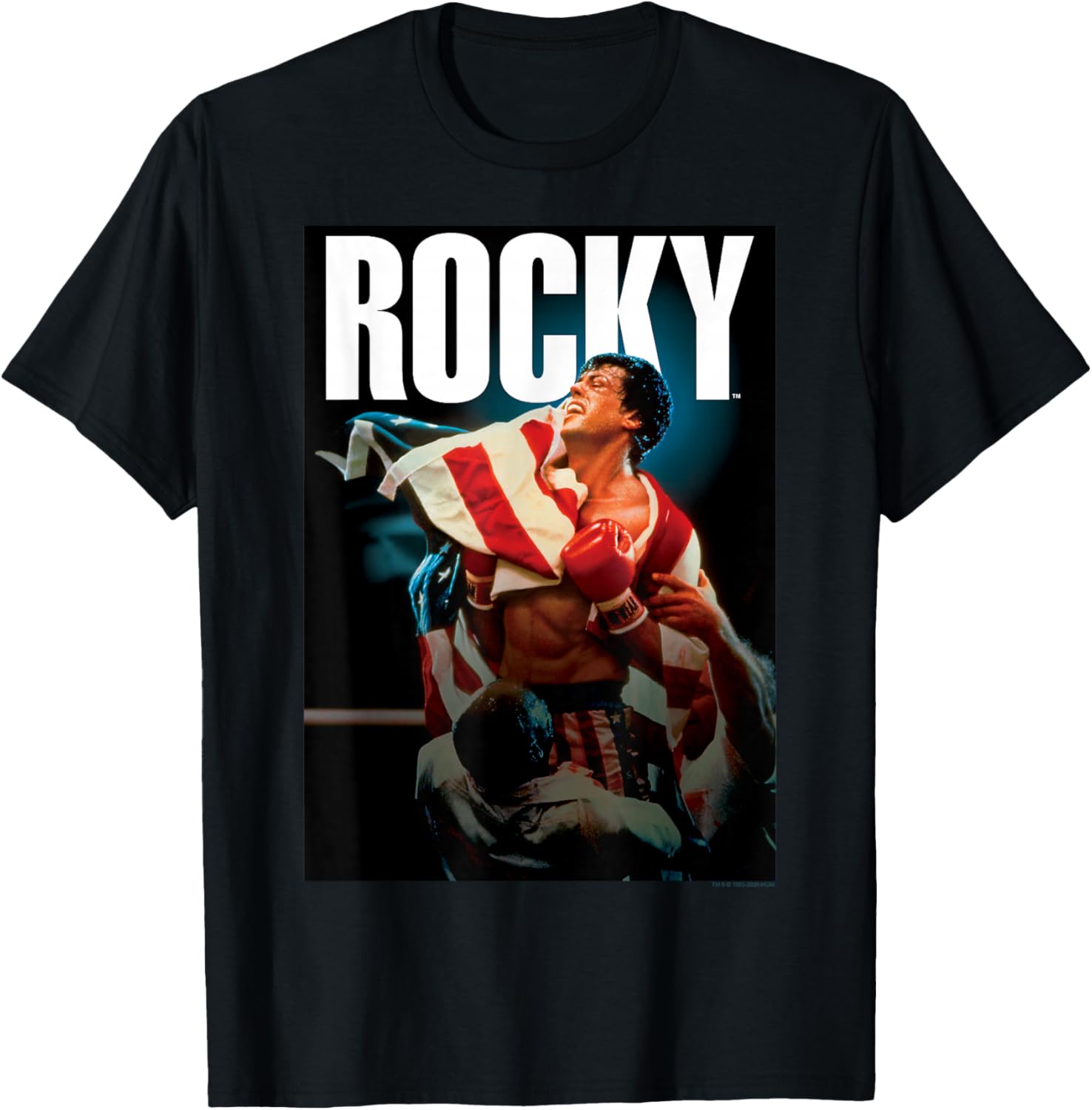 Rocky IV American Flag Portrait T-Shirt for Fans of Classic Movies - 12