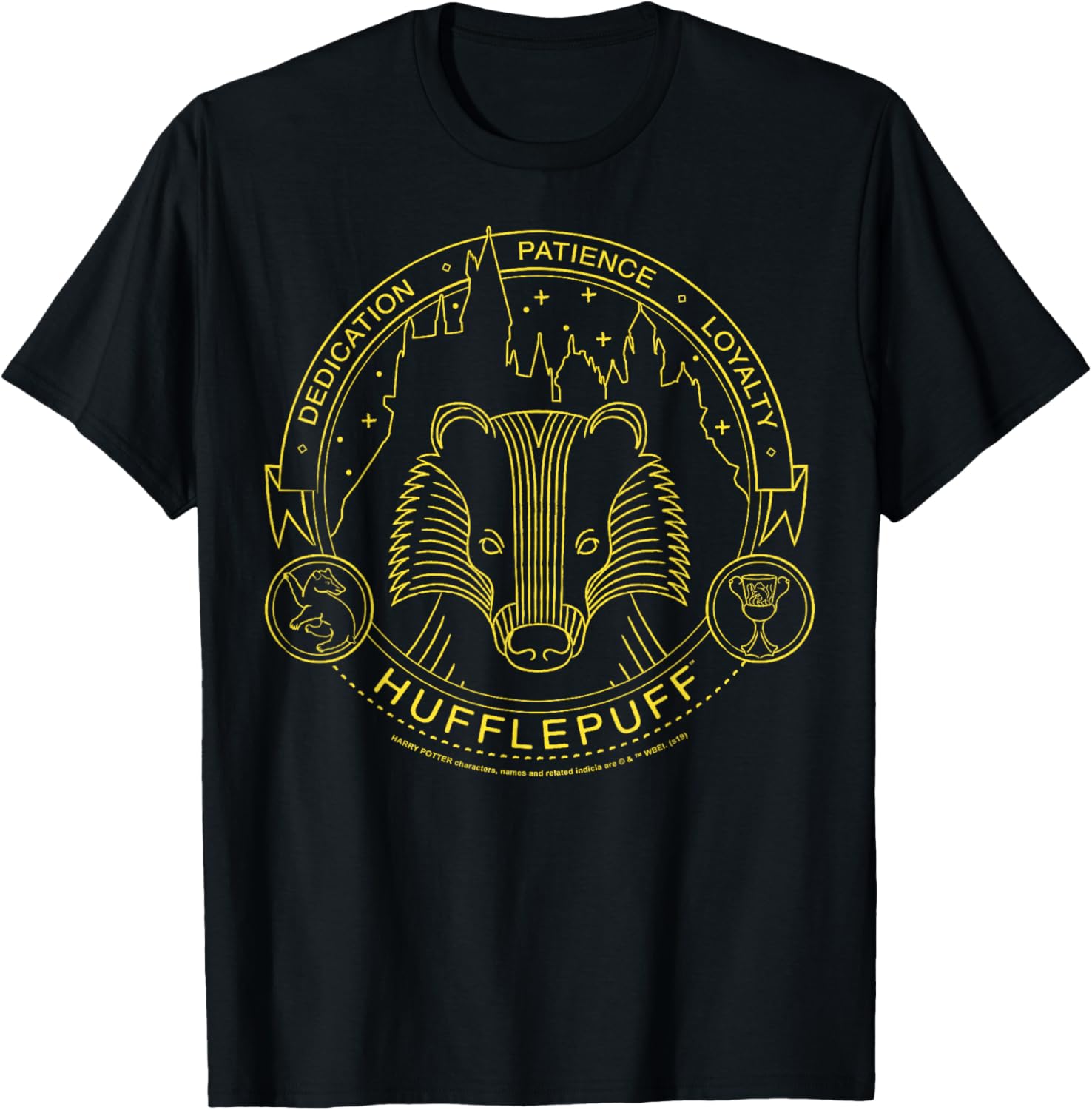 Harry Potter Hufflepuff Symbol Line Art T-Shirt for Fans and Collectors - 2