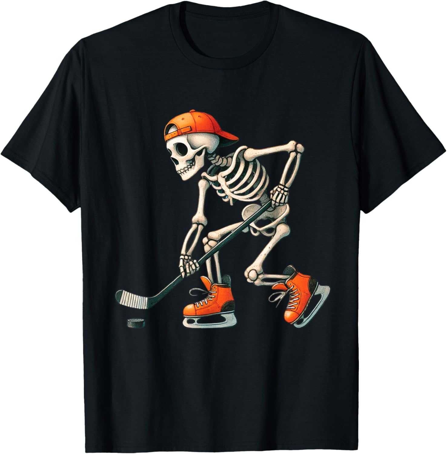 Skeleton Ice Hockey Halloween Costume T-Shirt for Men and Kids - 1