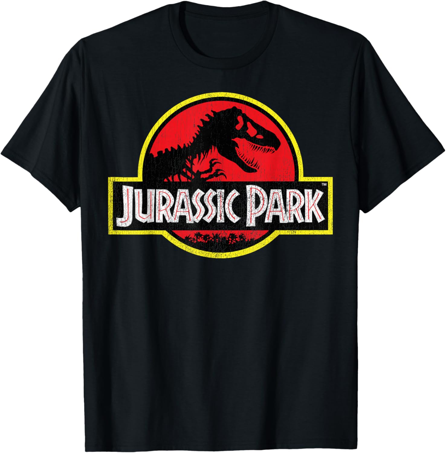 Jurassic Park Vintage Distressed Logo T-Shirt Classic Fit Black Tee - 4
