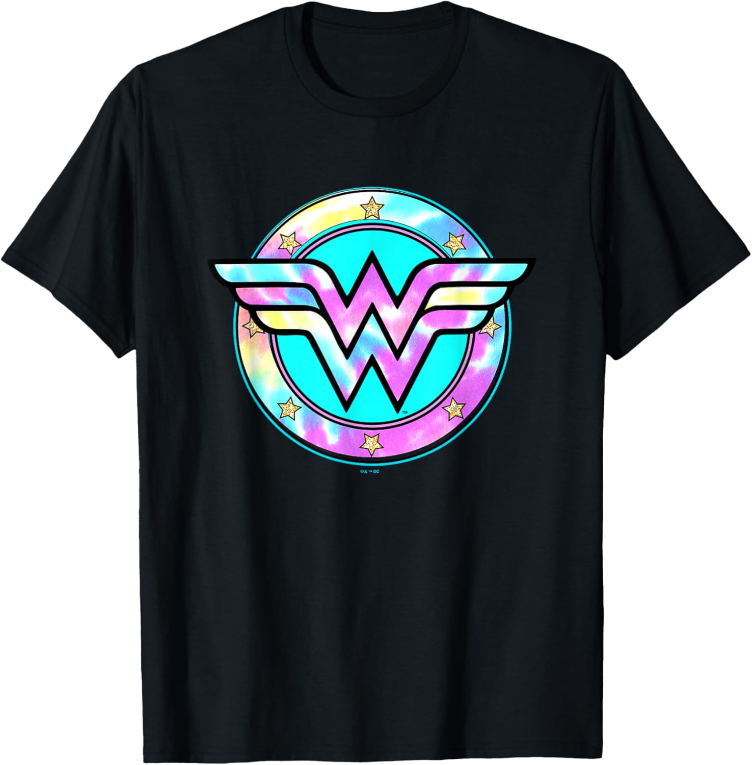 Wonder Woman Rainbow Tie-Dye Superhero Badge T-Shirt for Fans - 3