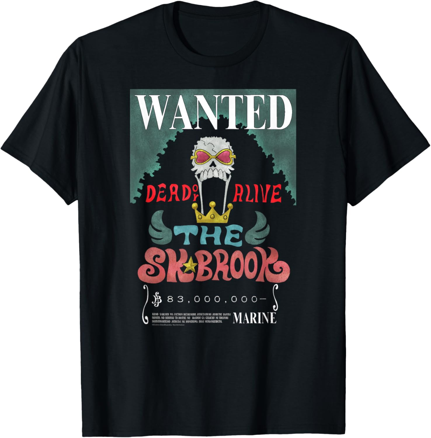 One Piece Soul King Brook Wanted Poster T-Shirt for Anime Fans - 1