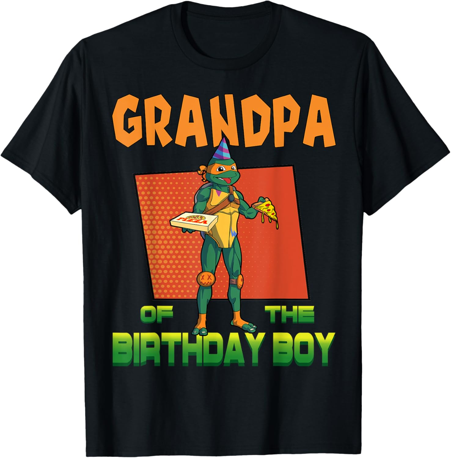 Mademark X TMNT Mikey Grandpa Birthday Pizza Party T-Shirt for Kids - 7
