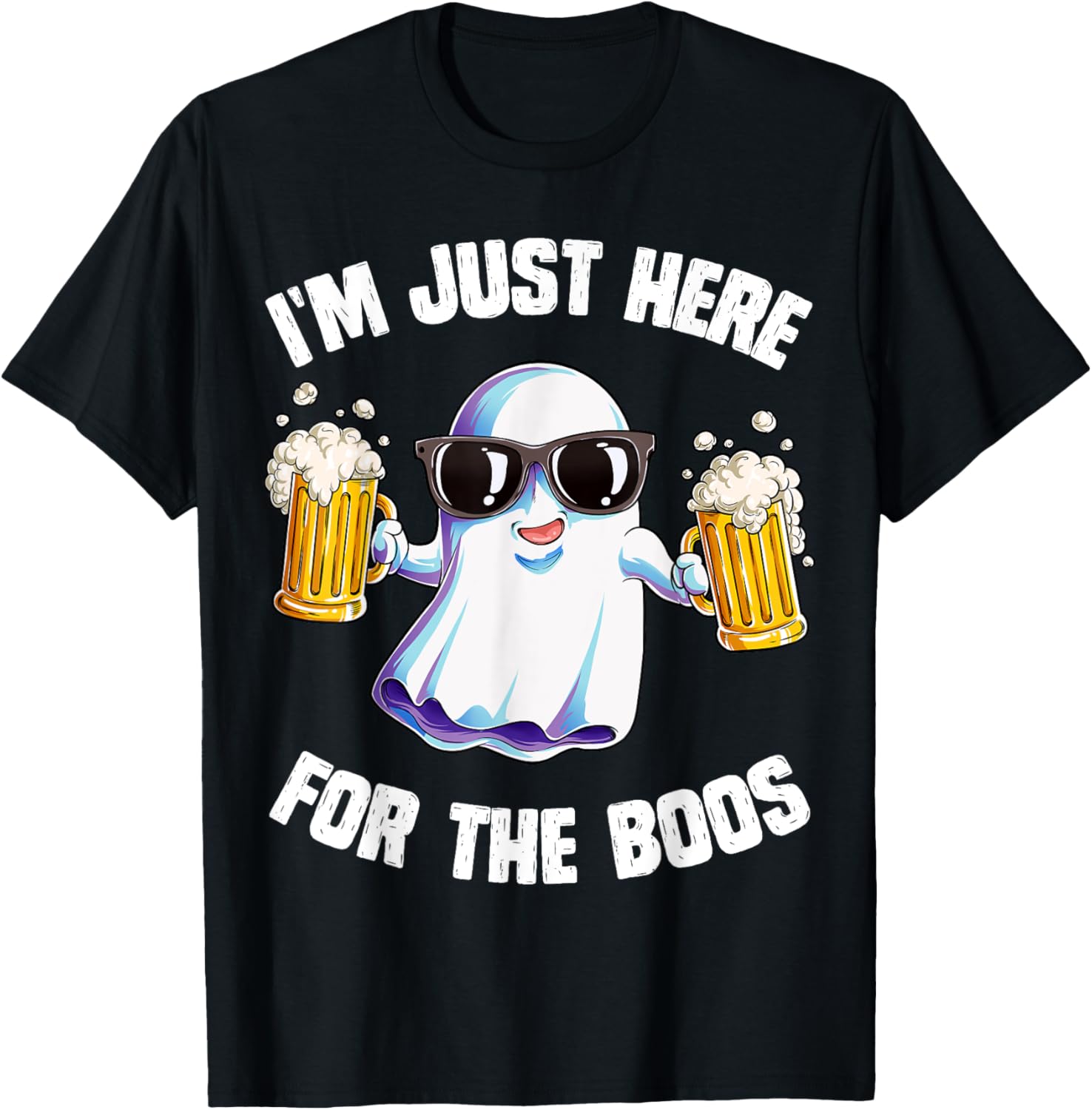 Funny Halloween Ghost T-Shirt for Men and Women I'm Just Here For The Boos - 3