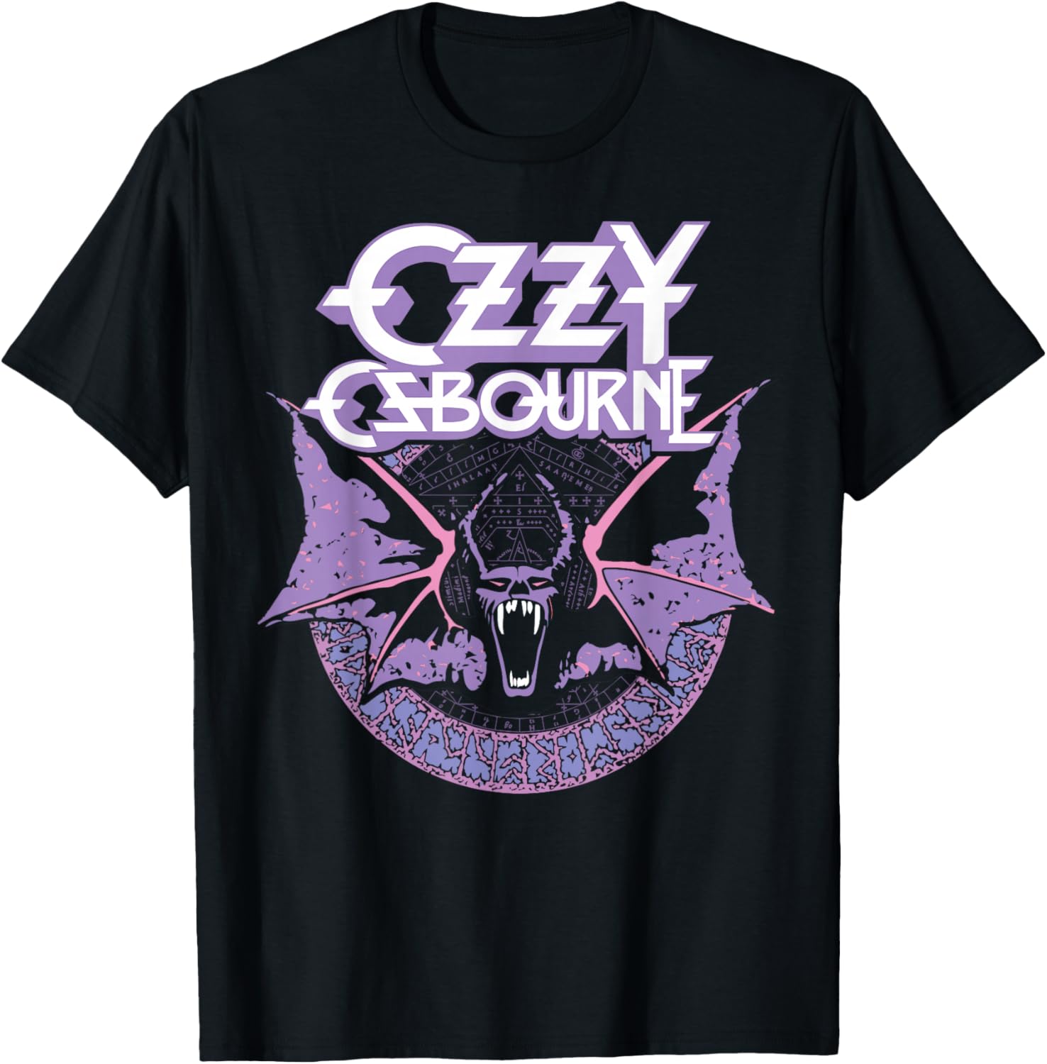 Ozzy Osbourne Pastel Bat Graphic T-Shirt for Music Fans and Collectors - 1