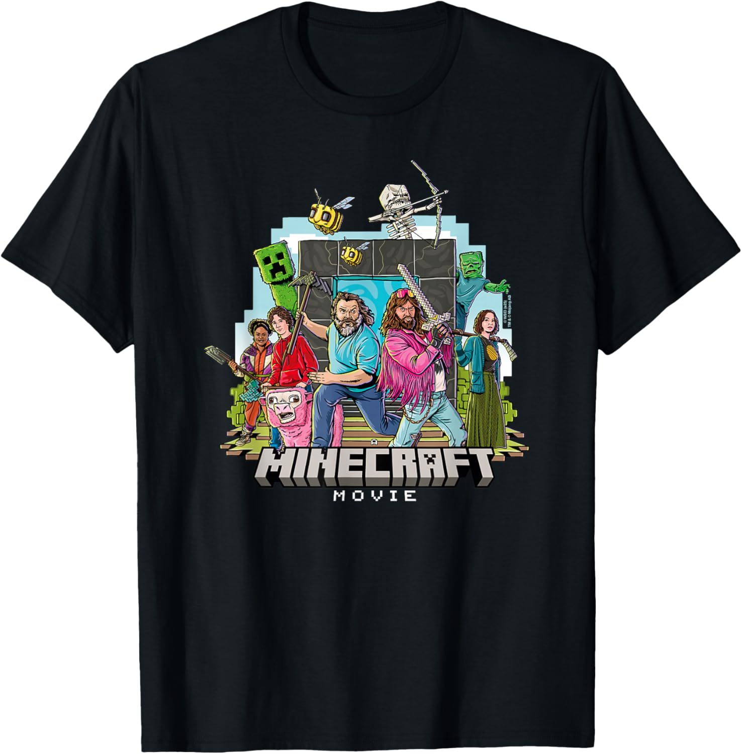 Minecraft Movie Character Group Shot T-Shirt in Cartoon Style - 10