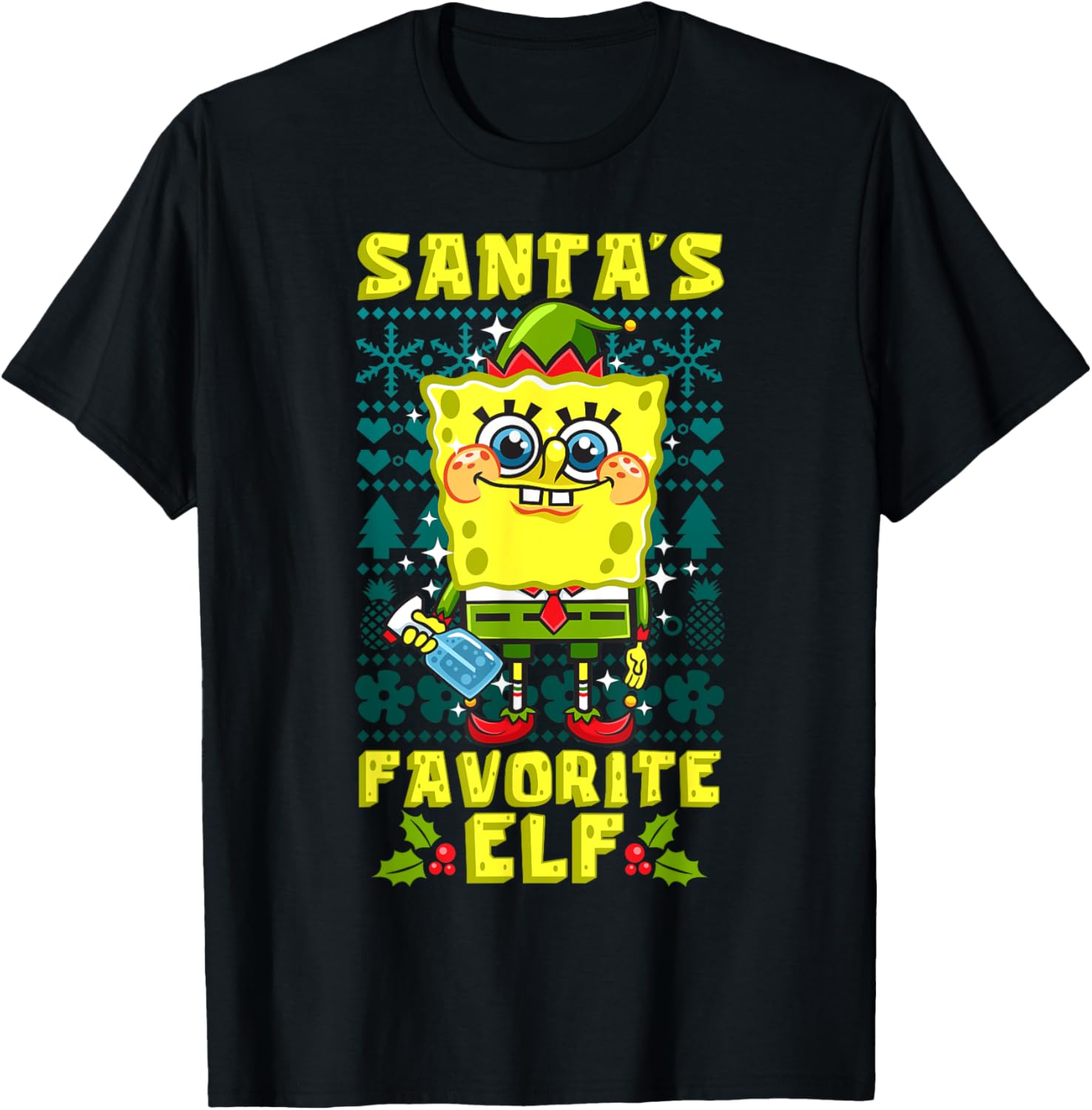 Mademark SpongeBob SquarePants Xmas Elf Matching T-Shirt for Holiday Cheer - 14