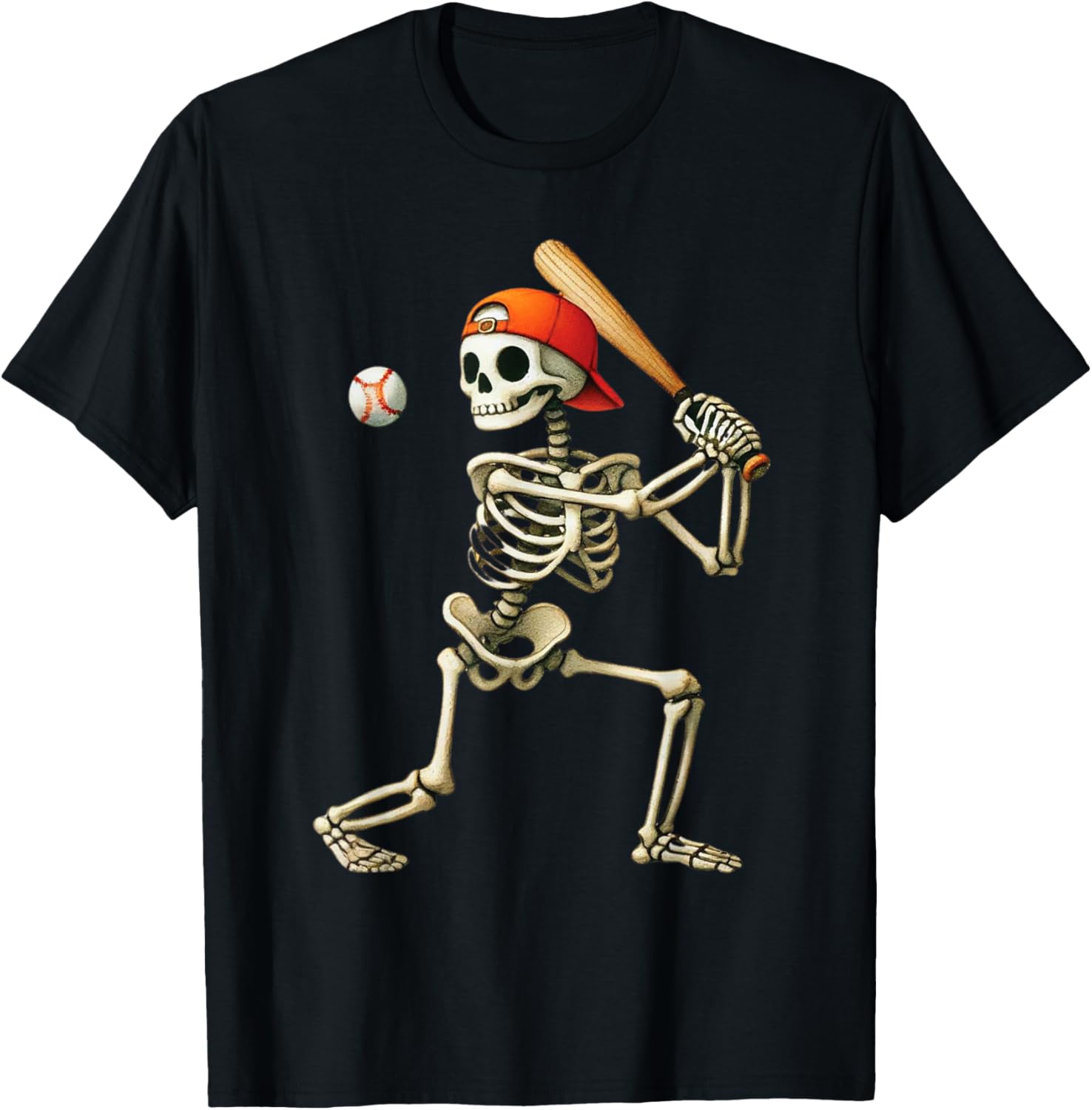 Funny Skeleton Baseball Halloween Tee for Men, Boys, and Kids - 1