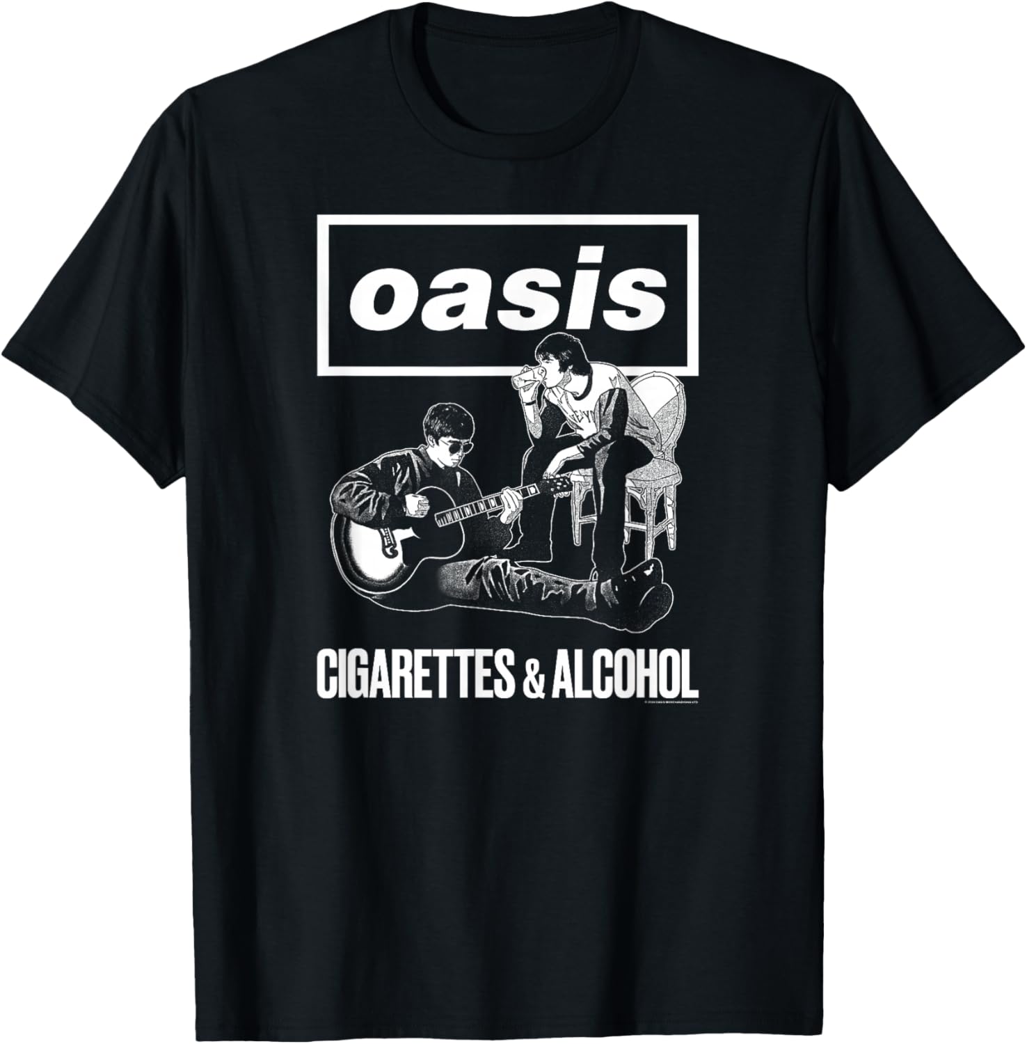 Oasis Black Unisex Classic T-Shirt Cool Cigarettes And Alcohol Design - 1