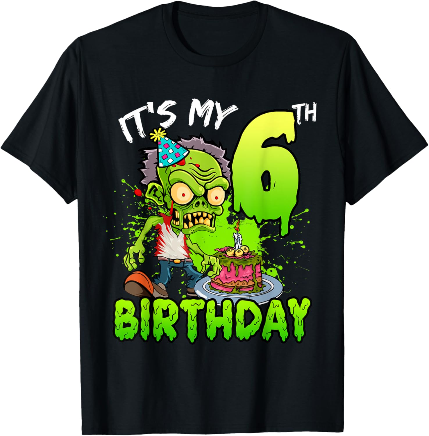 It's My 6th Birthday Zombie Lover T-Shirt for Boys and Girls - 1