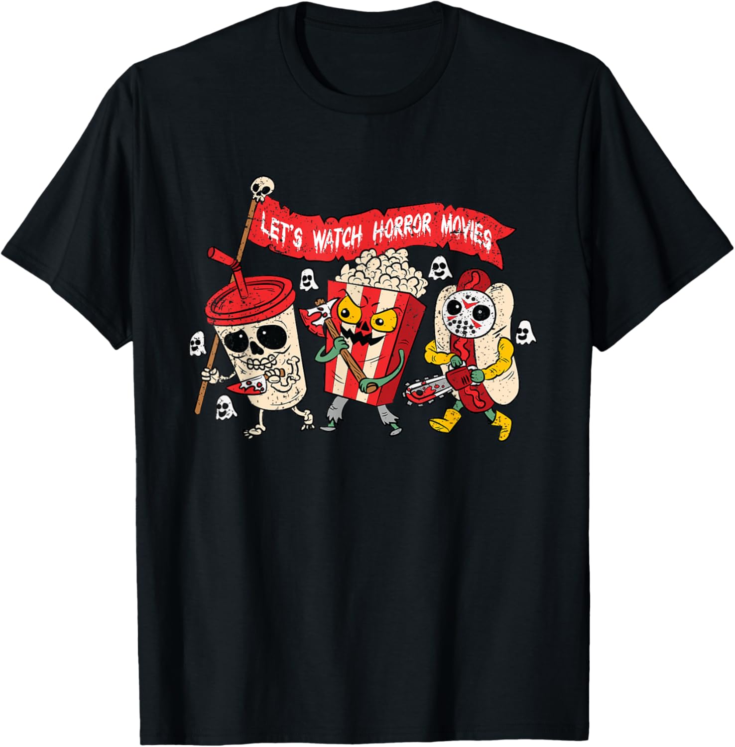 Funny Halloween Ghost Skeleton T-Shirt for Horror Movie Lovers - 1