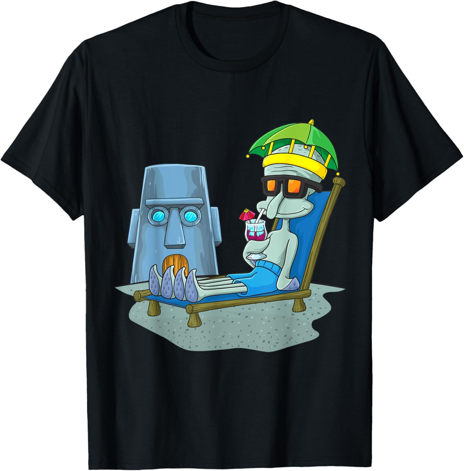 Mademark x SpongeBob SquarePants Squidward Sunbathing T-Shirt for Fans - 12