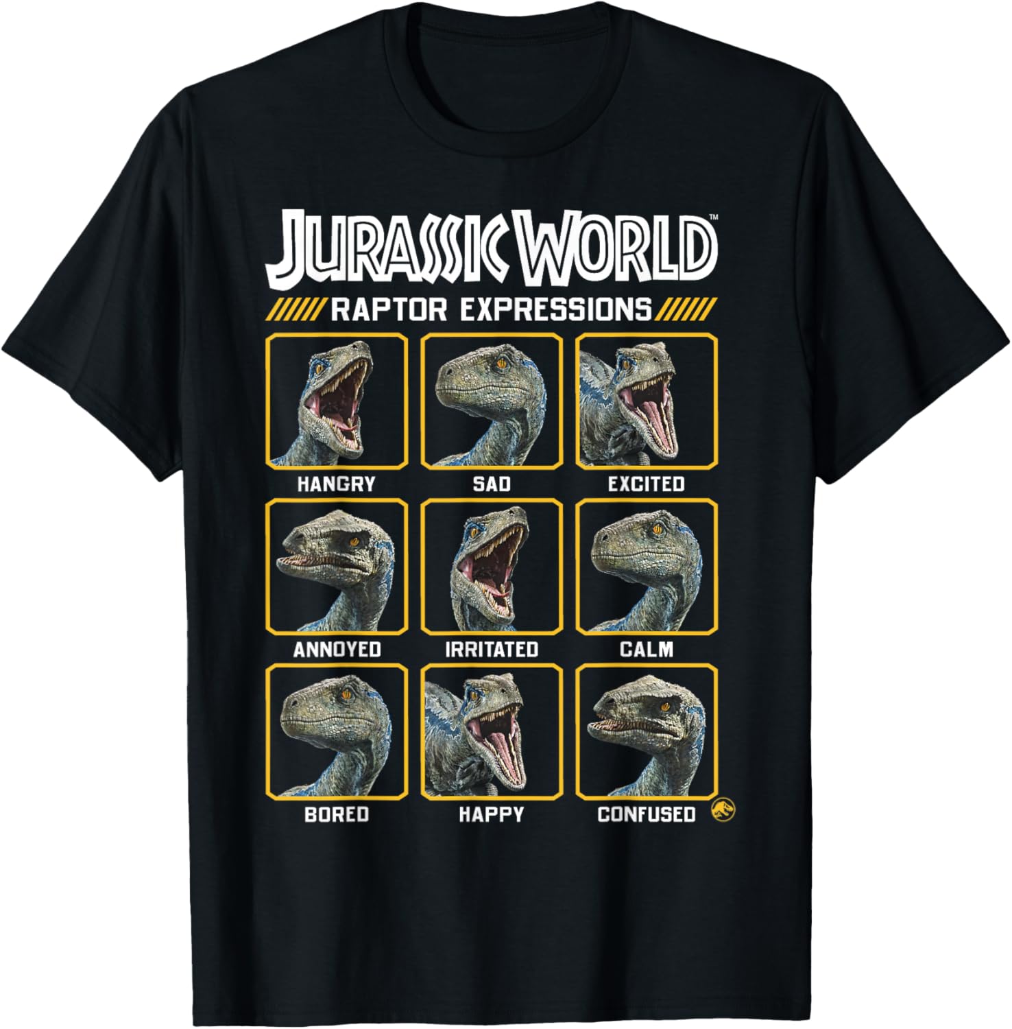 Jurassic World Blue Raptor Expressions Graphic Tee for Kids and Adults - 8