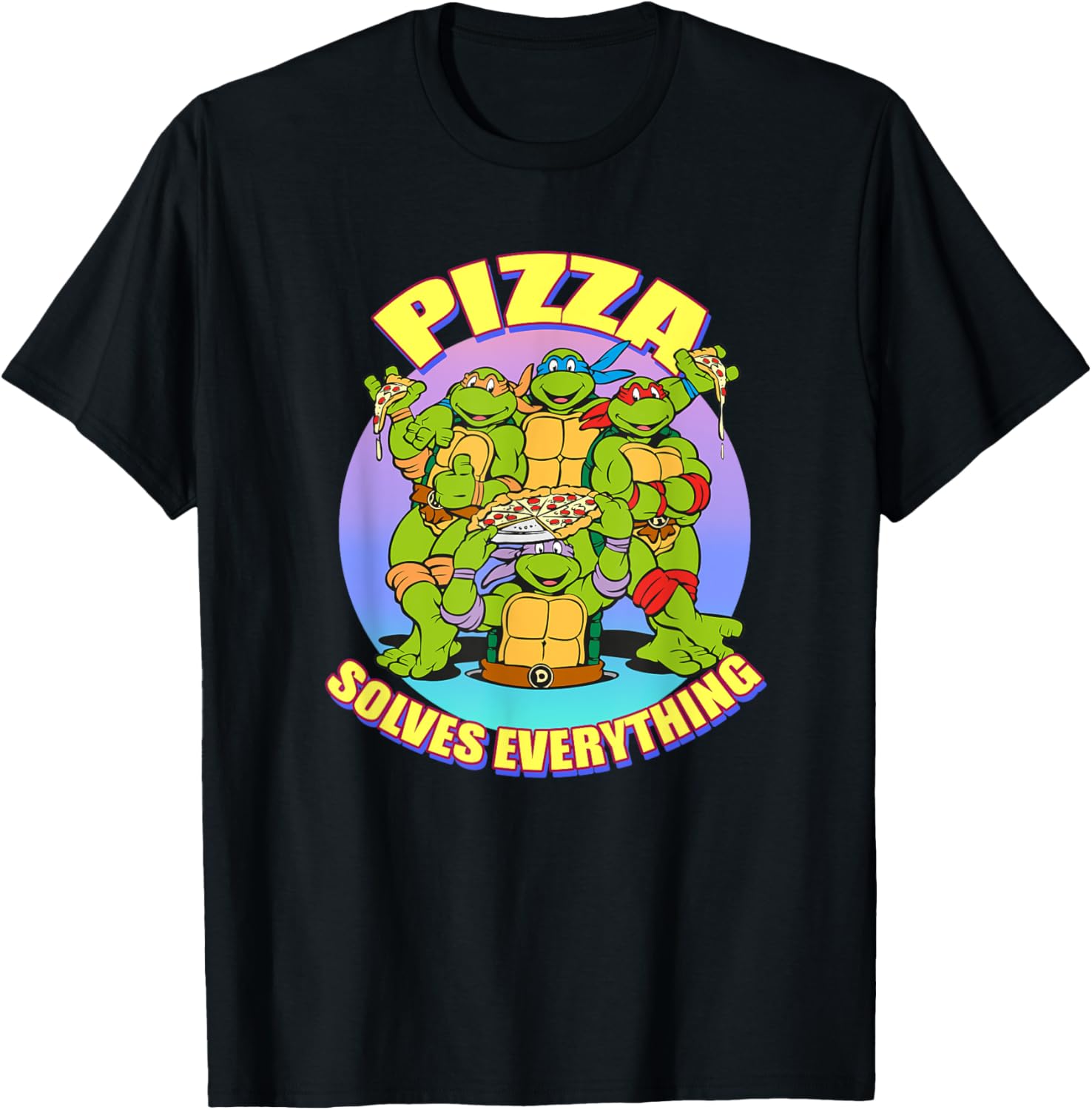 Mademark Teenage Mutant Ninja Turtles Pizza Solves Everything T-Shirt - 1