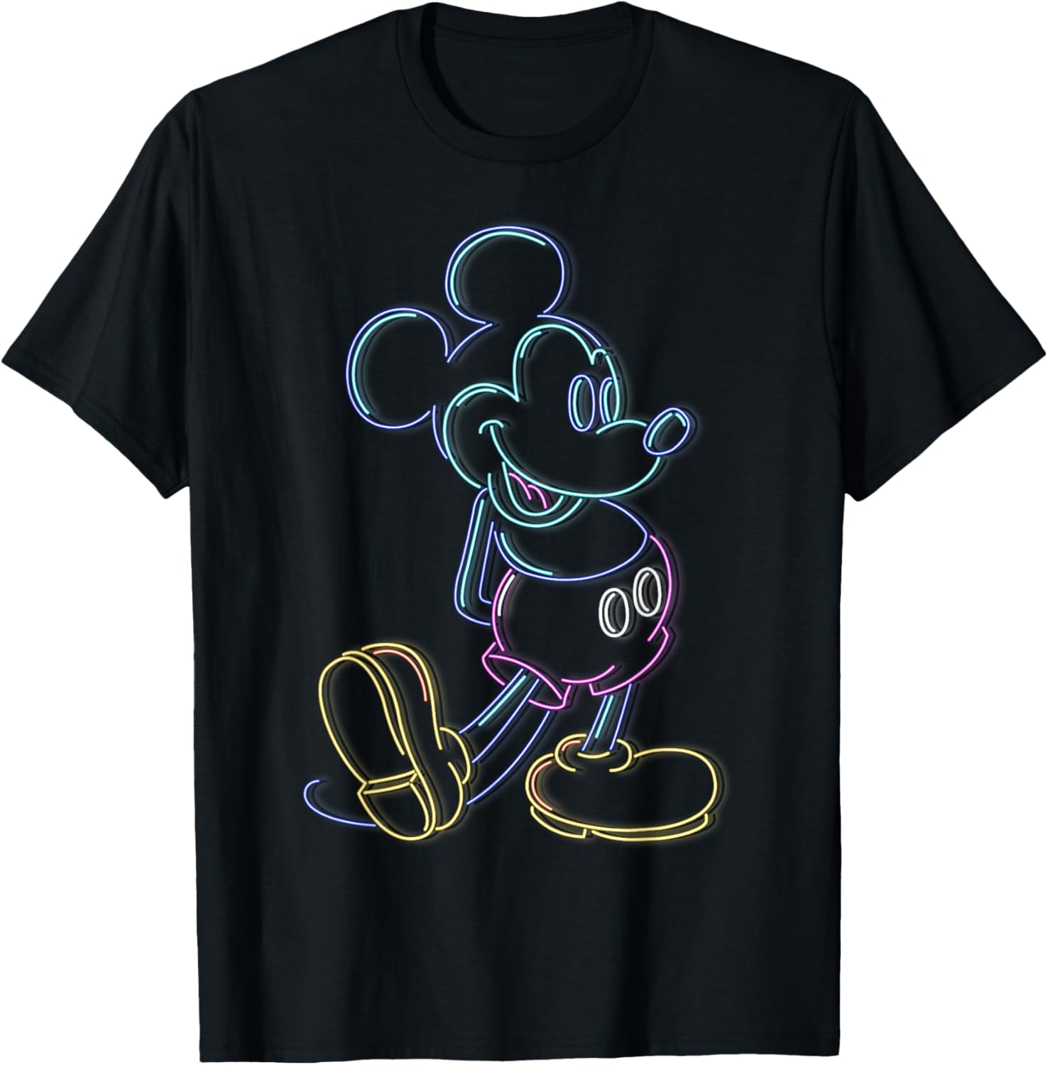 Disney Mickey Mouse Neon Line Portrait T-Shirt for Kids and Adults - 5