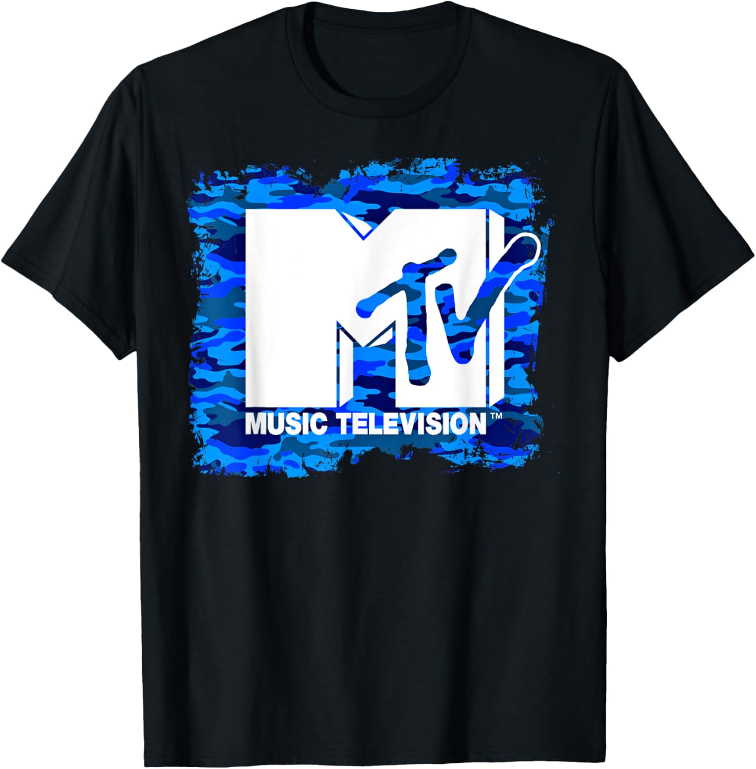 Mademark x MTV Fun Blue Camo Logo T-Shirt for Trendy Style - 1