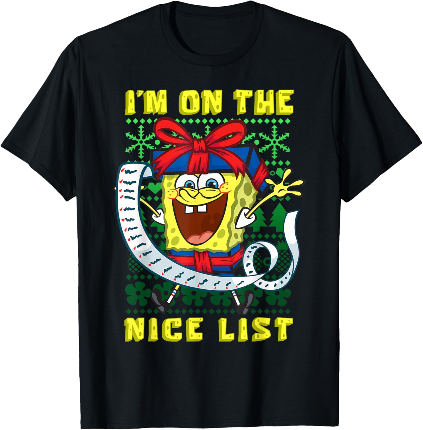 Mademark SpongeBob SquarePants Christmas Nice List T-Shirt for Kids - 12