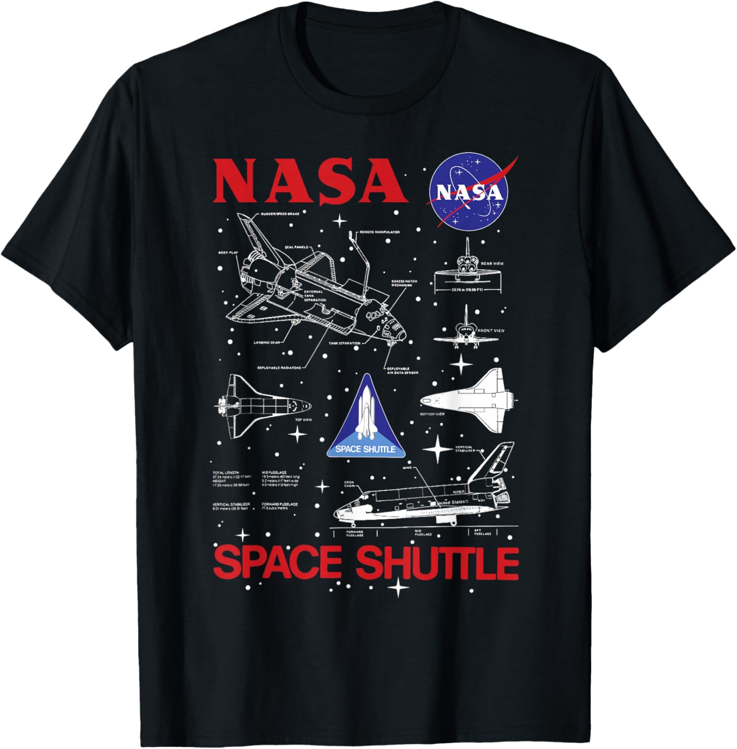 NASA Space Shuttle Blueprint T-Shirt for Space Enthusiasts and Fans - 11