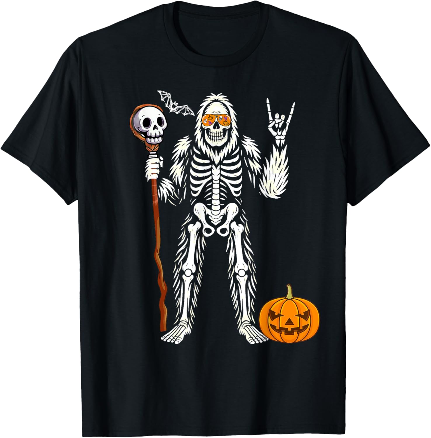 Halloween Skeleton Bigfoot Pumpkin Skull T-Shirt for Men and Boys - 12