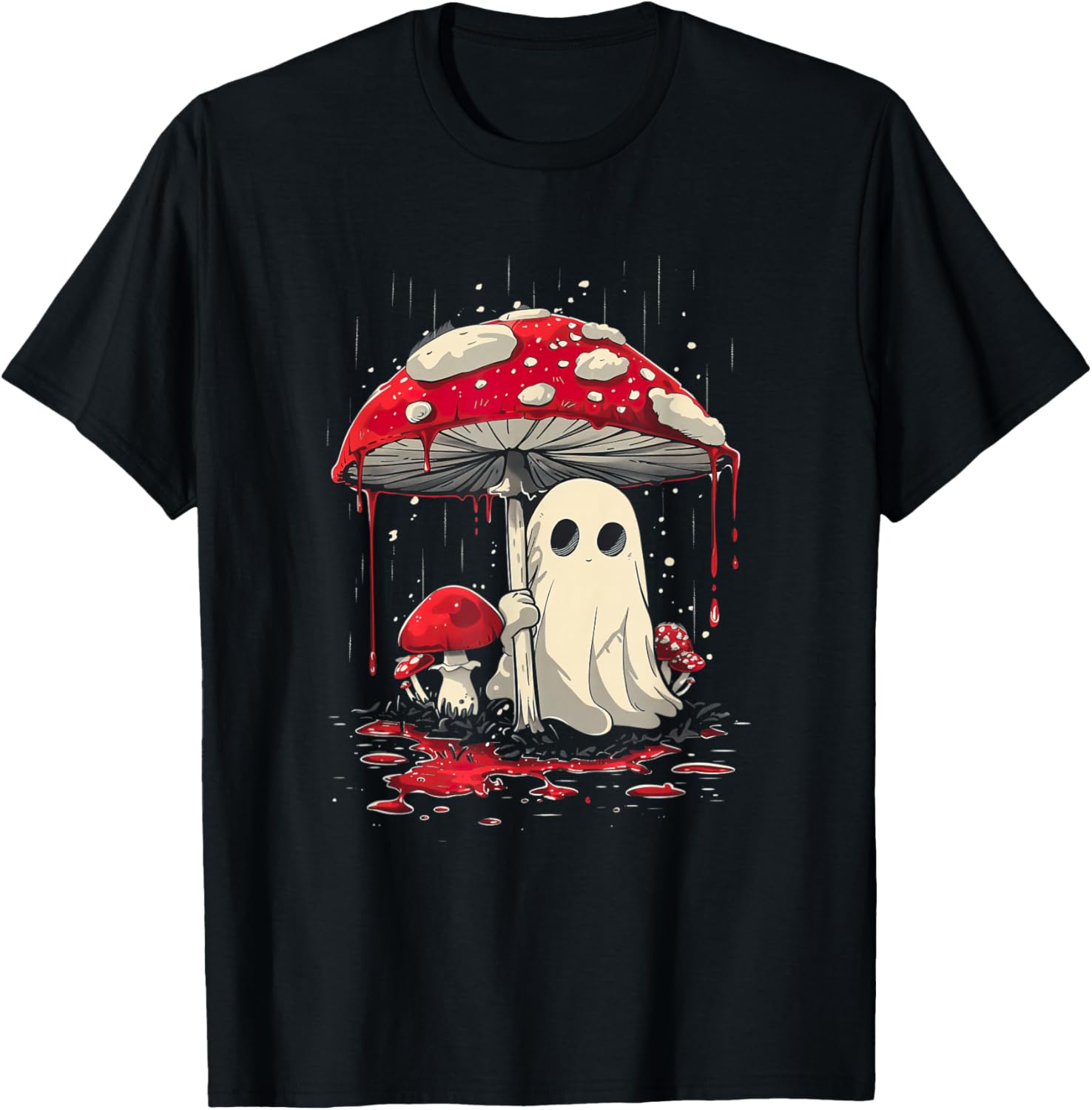 Cottagecore Halloween Ghost Mushroom T-Shirt for Spooky Vibes - 1