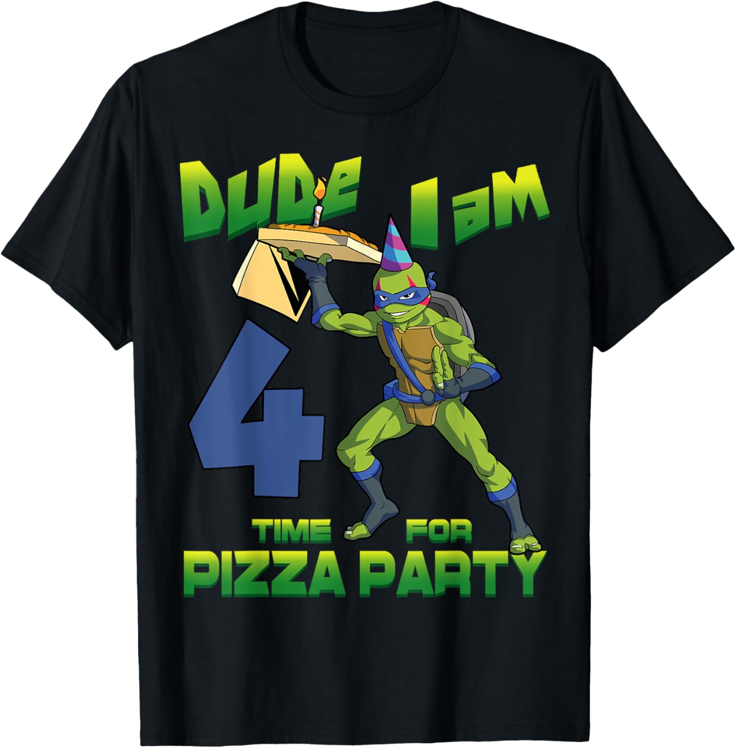 TMNT Leo Pizza Birthday Party T-Shirt for 4 Year Olds - Fun Design - 12