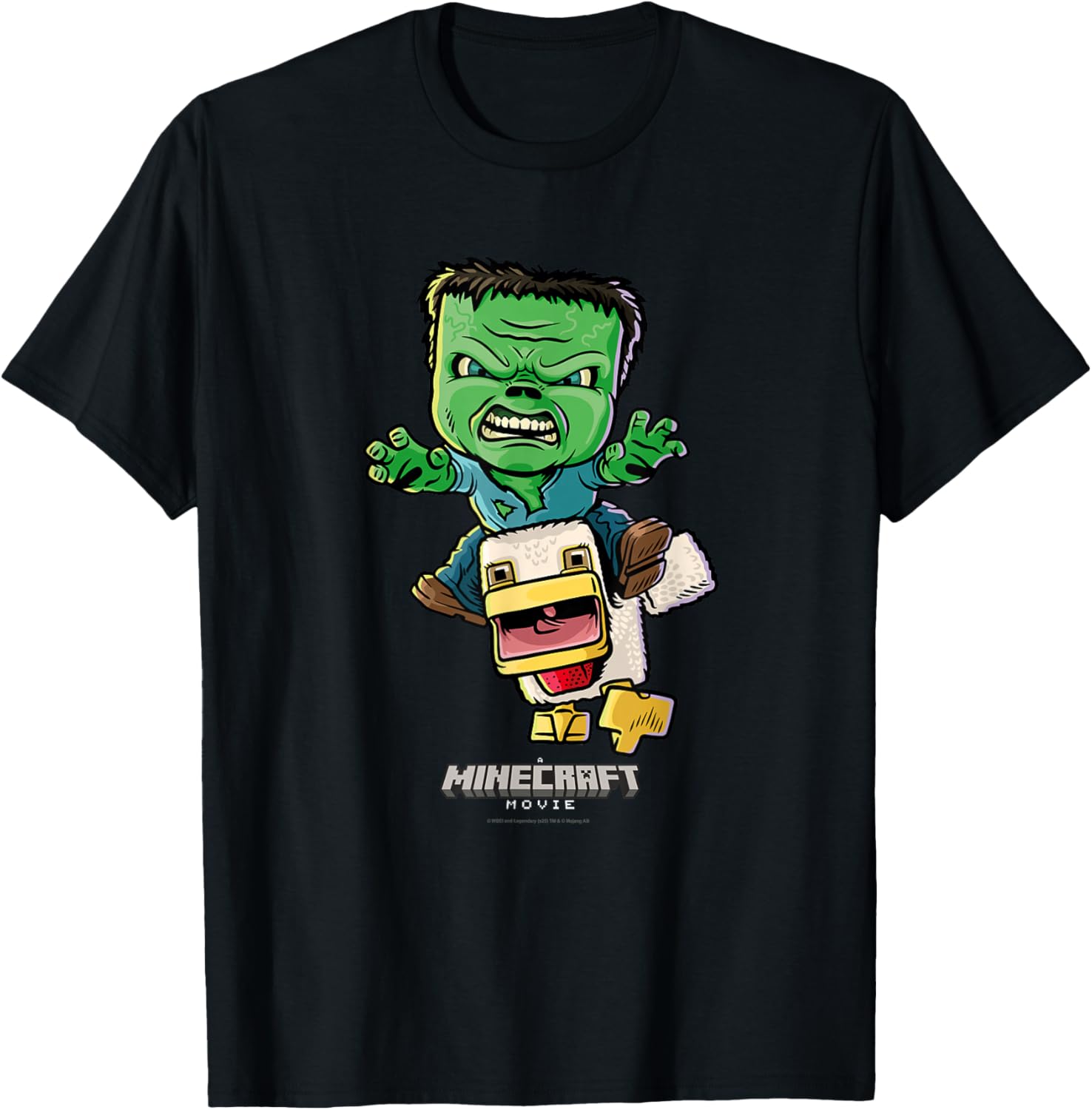 Minecraft Chicken Jockey Baby Zombie Animated T-Shirt for Kids and Fans - 20