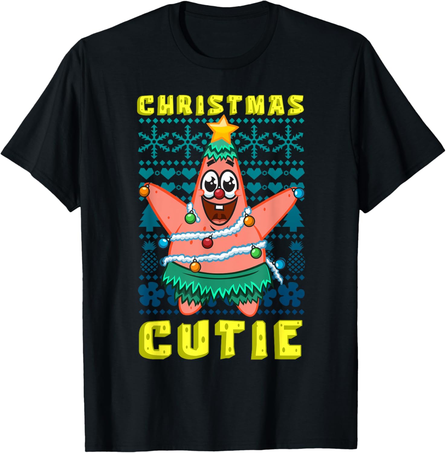 SpongeBob Patrick Star Christmas T-Shirt Cute Holiday Lights Design - 14