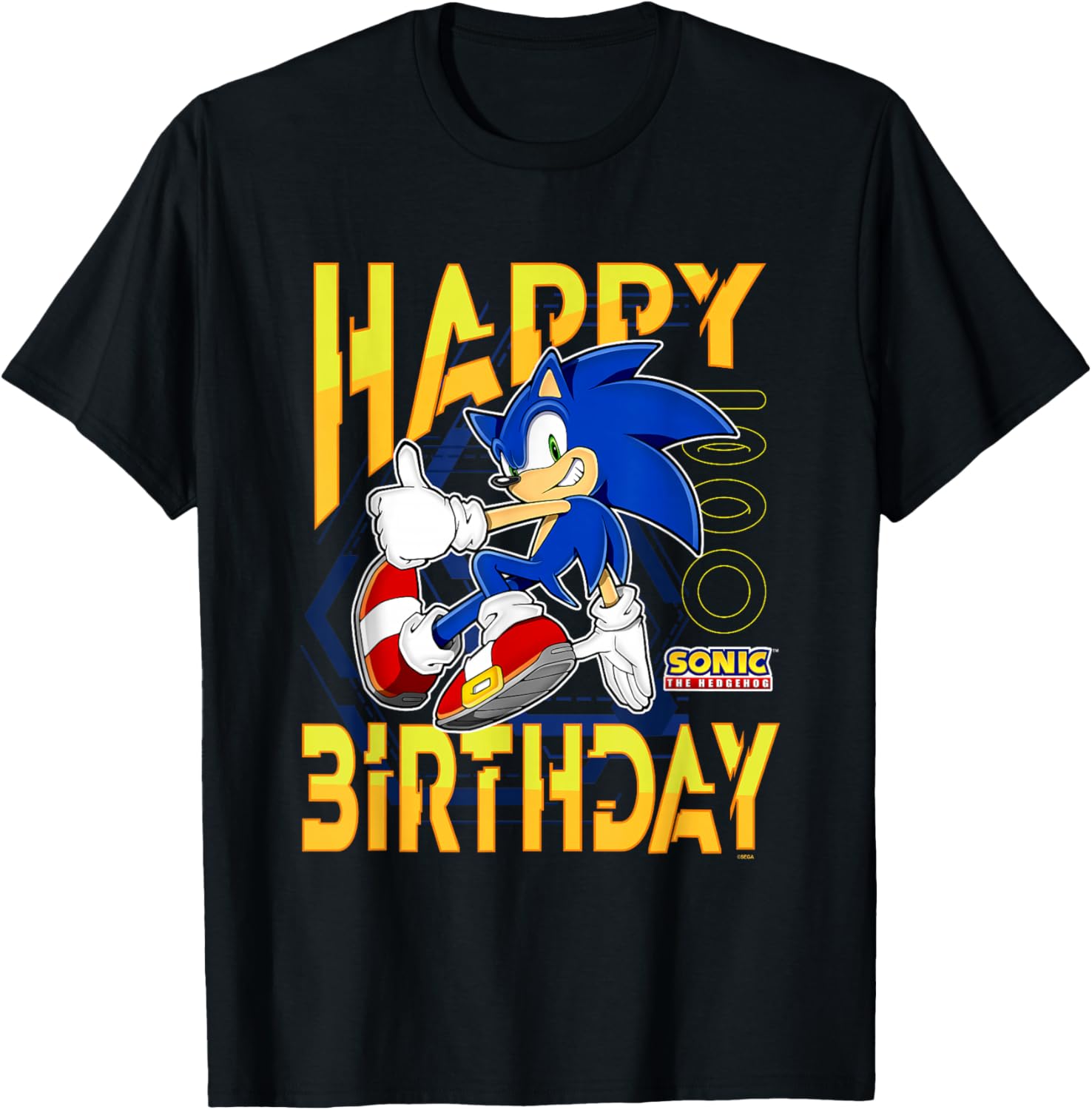 Sonic The Hedgehog Birthday T-Shirt with Thumbs Up Logo for Kids - 2