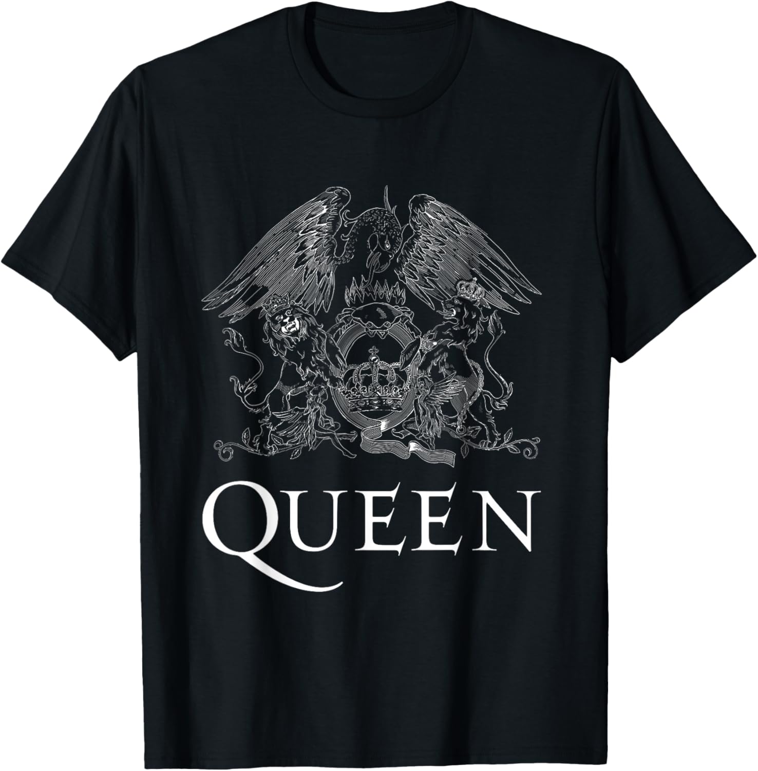 Queen Official Classic Crest Logo White Short Sleeve T-Shirt for Fans - 2