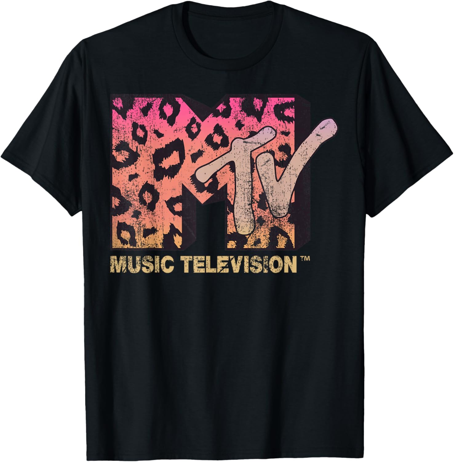MTV Leopard Print Gradient Logo T-Shirt for Stylish Casual Wear - 1