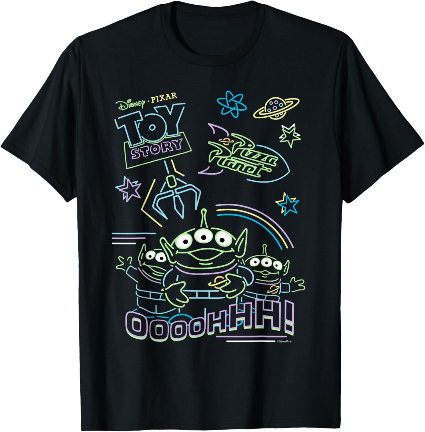 Toy Story Pizza Planet Aliens Neon T-Shirt for Kids and Adults - 8