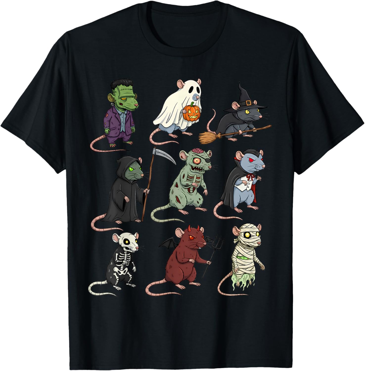 Spooky Witch Zombie Rat Halloween T-Shirt for Boys and Girls - 4