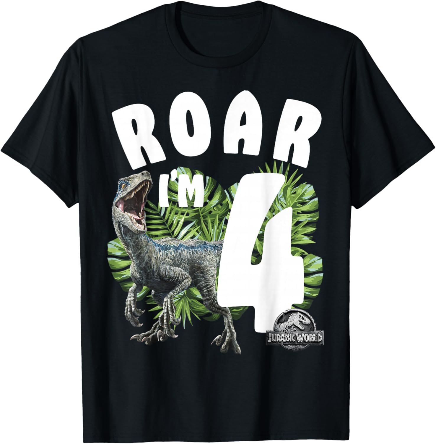 Jurassic World Raptor Roar I'm 4 T-Shirt for Kids Birthday Celebration - 10