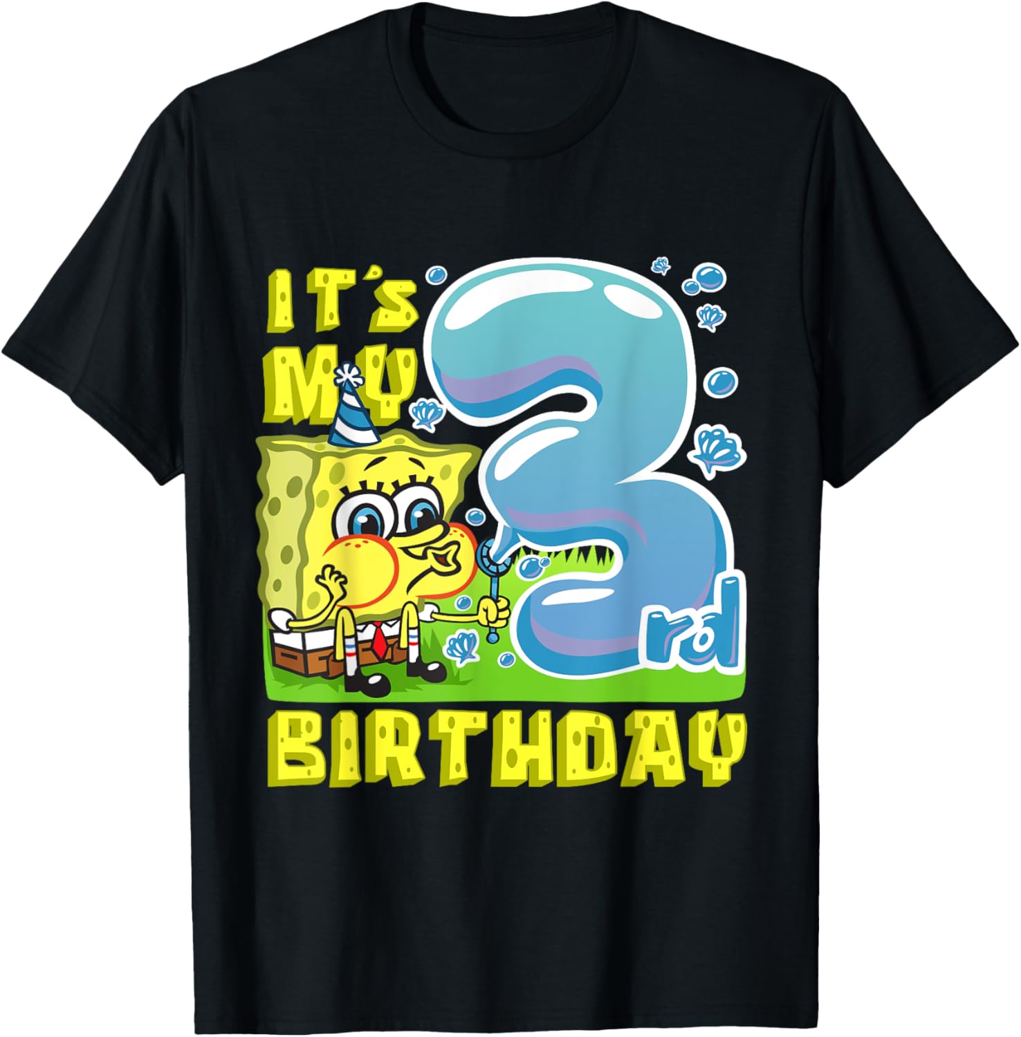 Mademark SpongeBob Third Birthday T-Shirt for Boys and Girls - 4