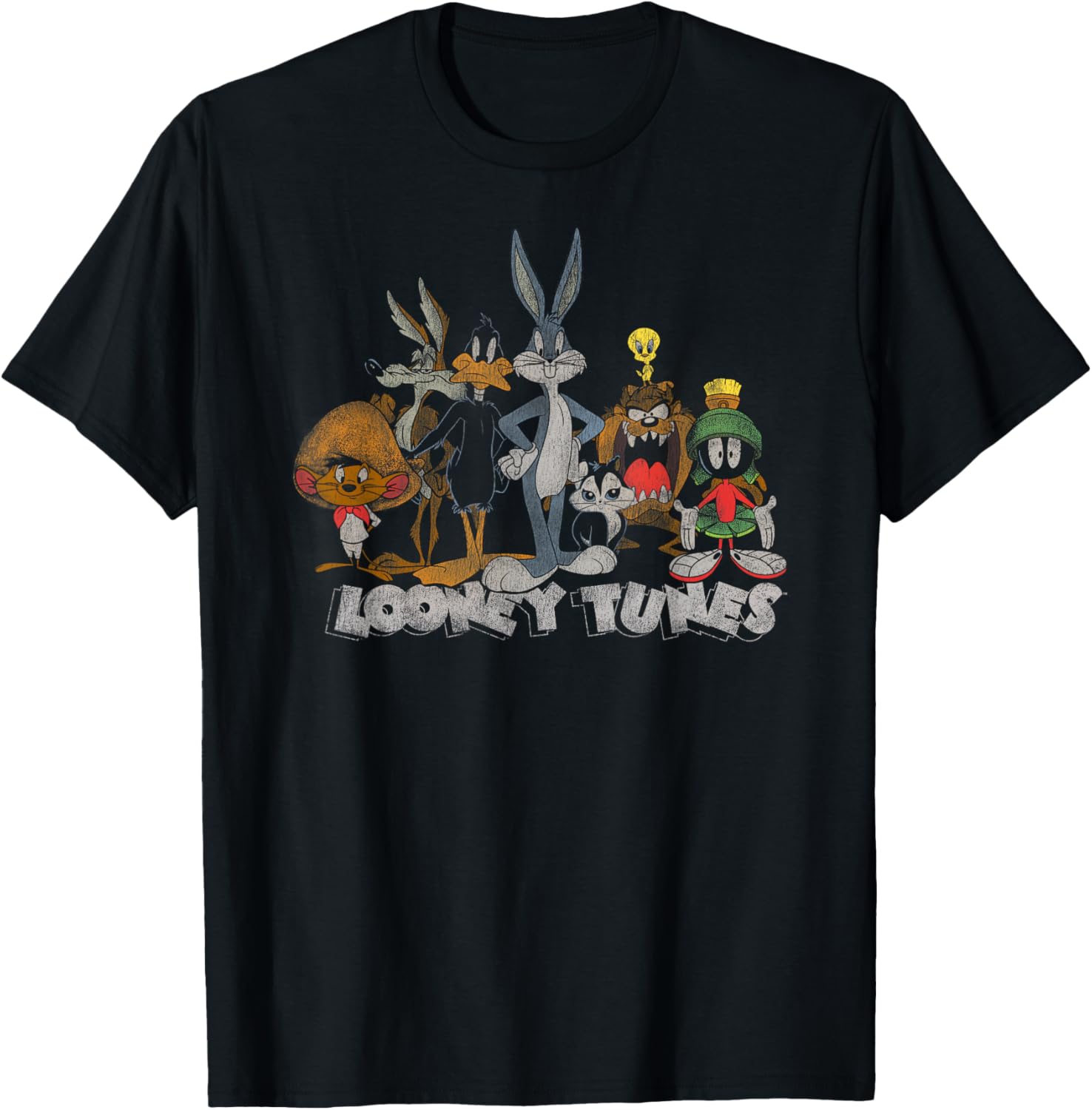 Looney Tunes Distressed Line Up T-Shirt for Fun Cartoon Fans - 1