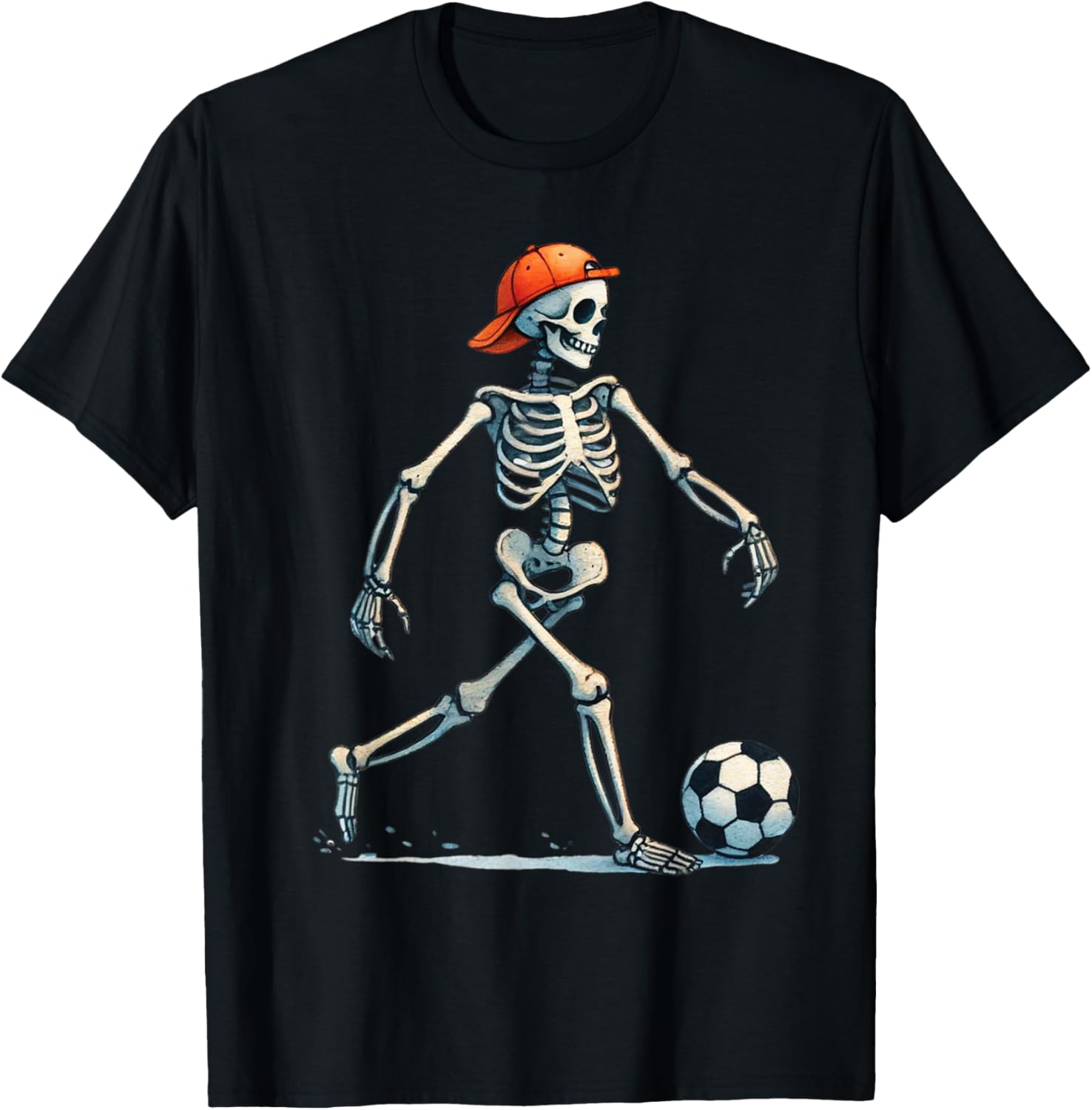 Funny Skeleton Soccer Halloween T-Shirt for Men and Boys - 1