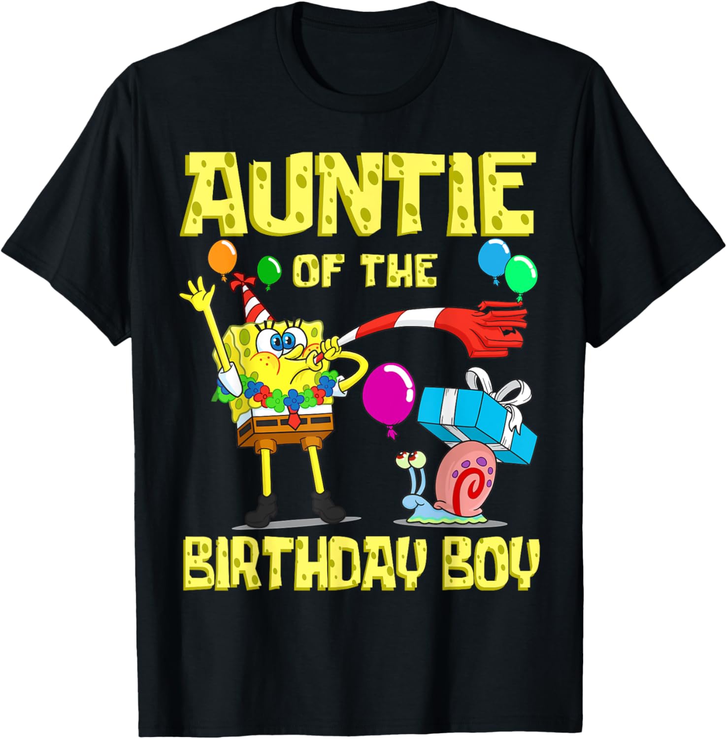 Mademark SpongeBob Birthday Boy Auntie Theme T-Shirt Fun Party Apparel - 11