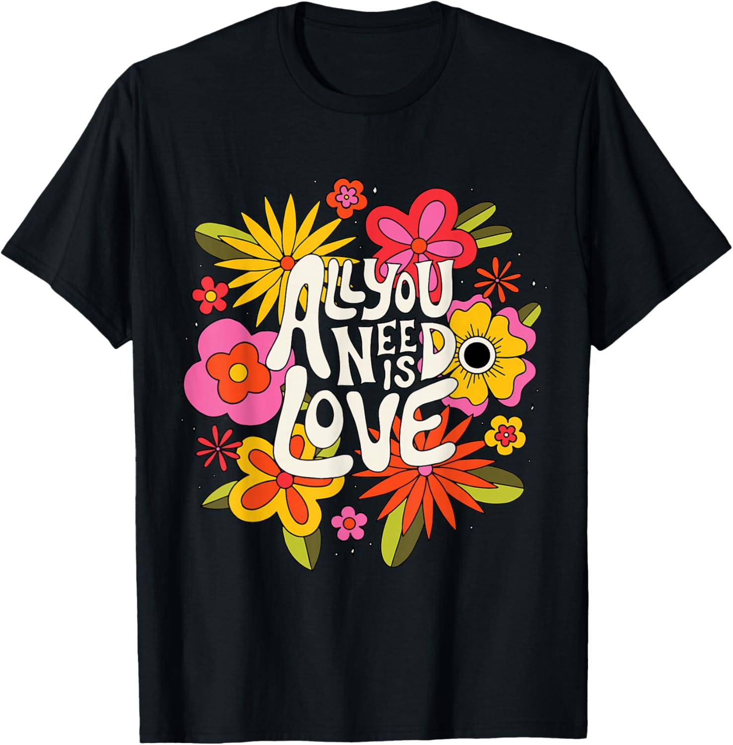 The Beatles All You Need Is Love Retro Floral T-Shirt for Music Lovers - 10