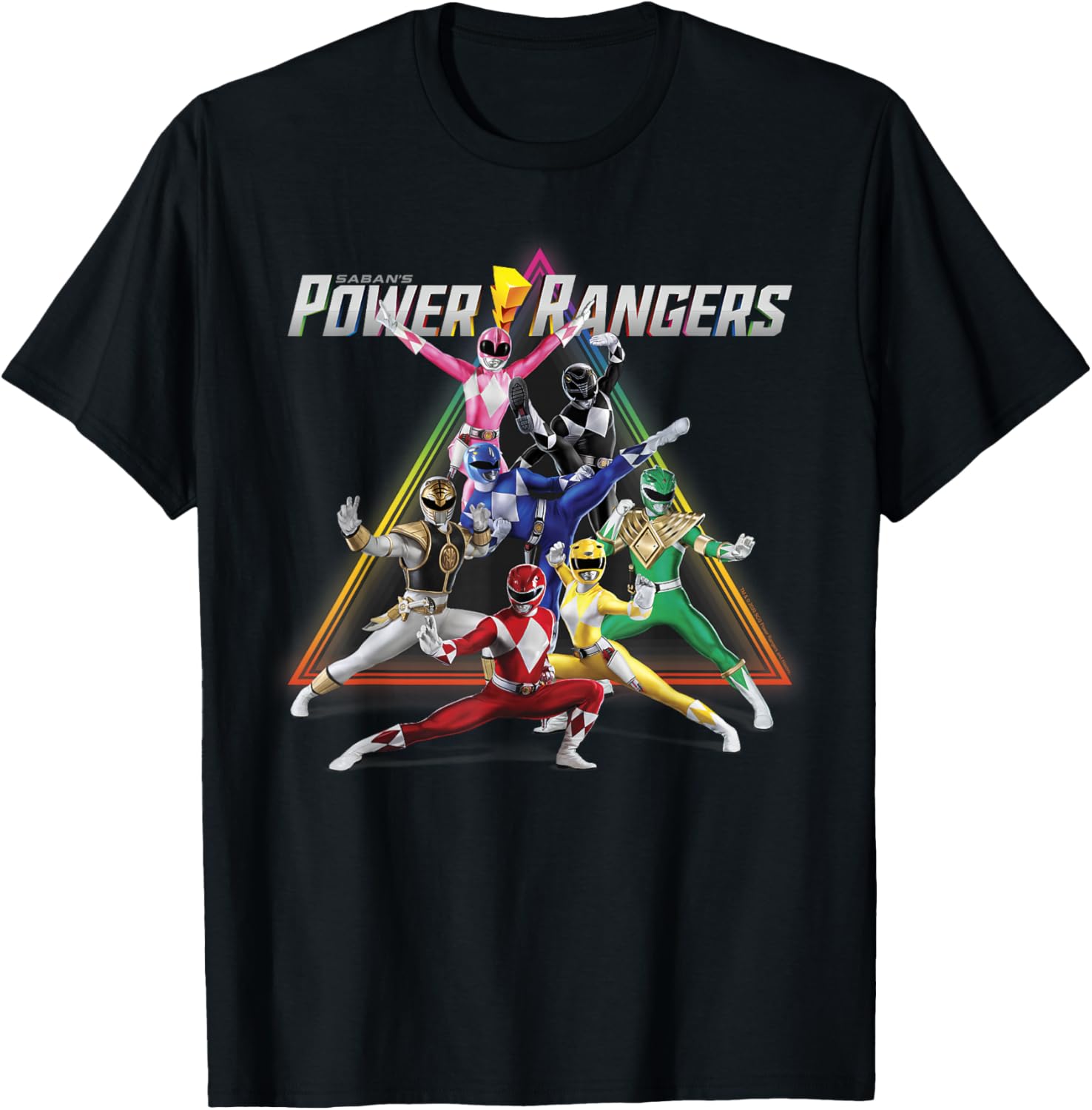 Power Rangers Rainbow Pyramid Retro T-Shirt for Fans and Collectors - 13