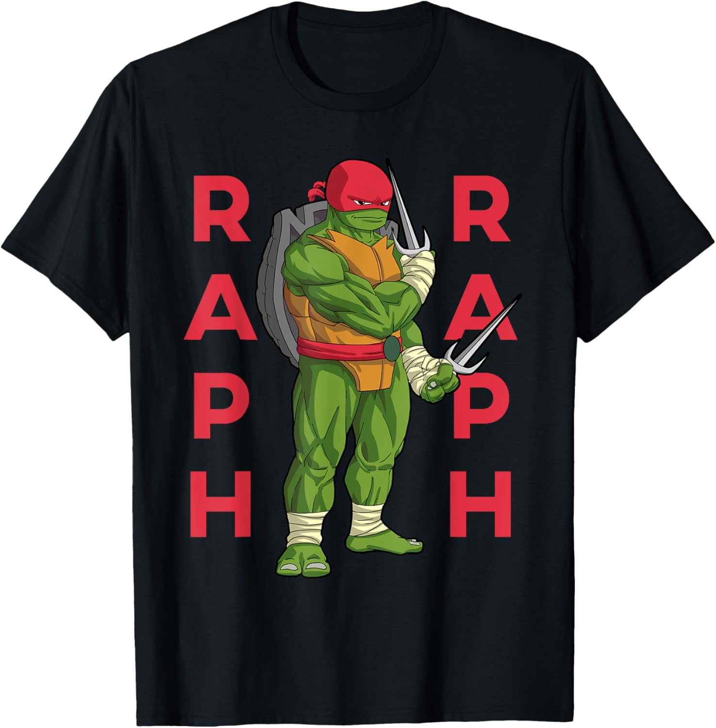 Raphael TMNT Sai Jutsu T-Shirt in Action Pose - Stylish Apparel for Fans - 1