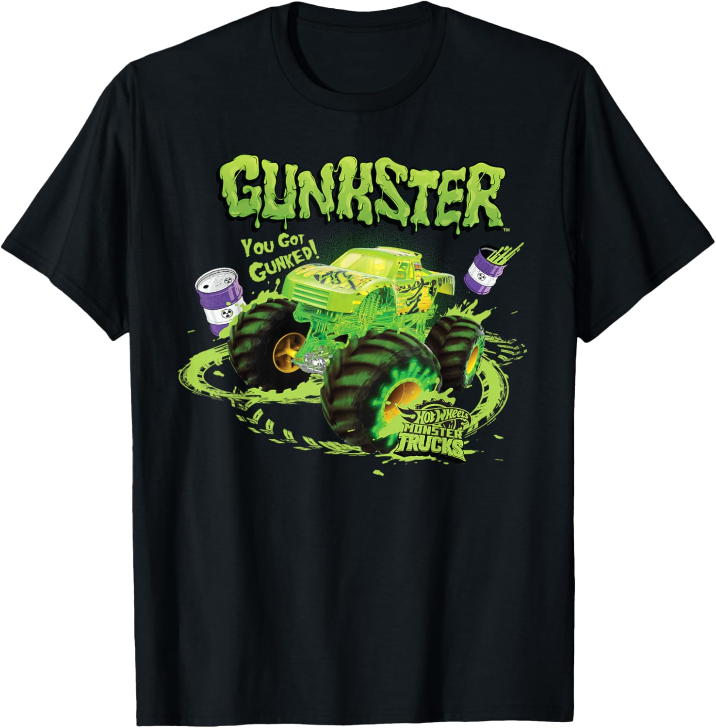 Hot Wheels Monster Trucks Gunkster T-Shirt for Kids Fun Racing Style - 2